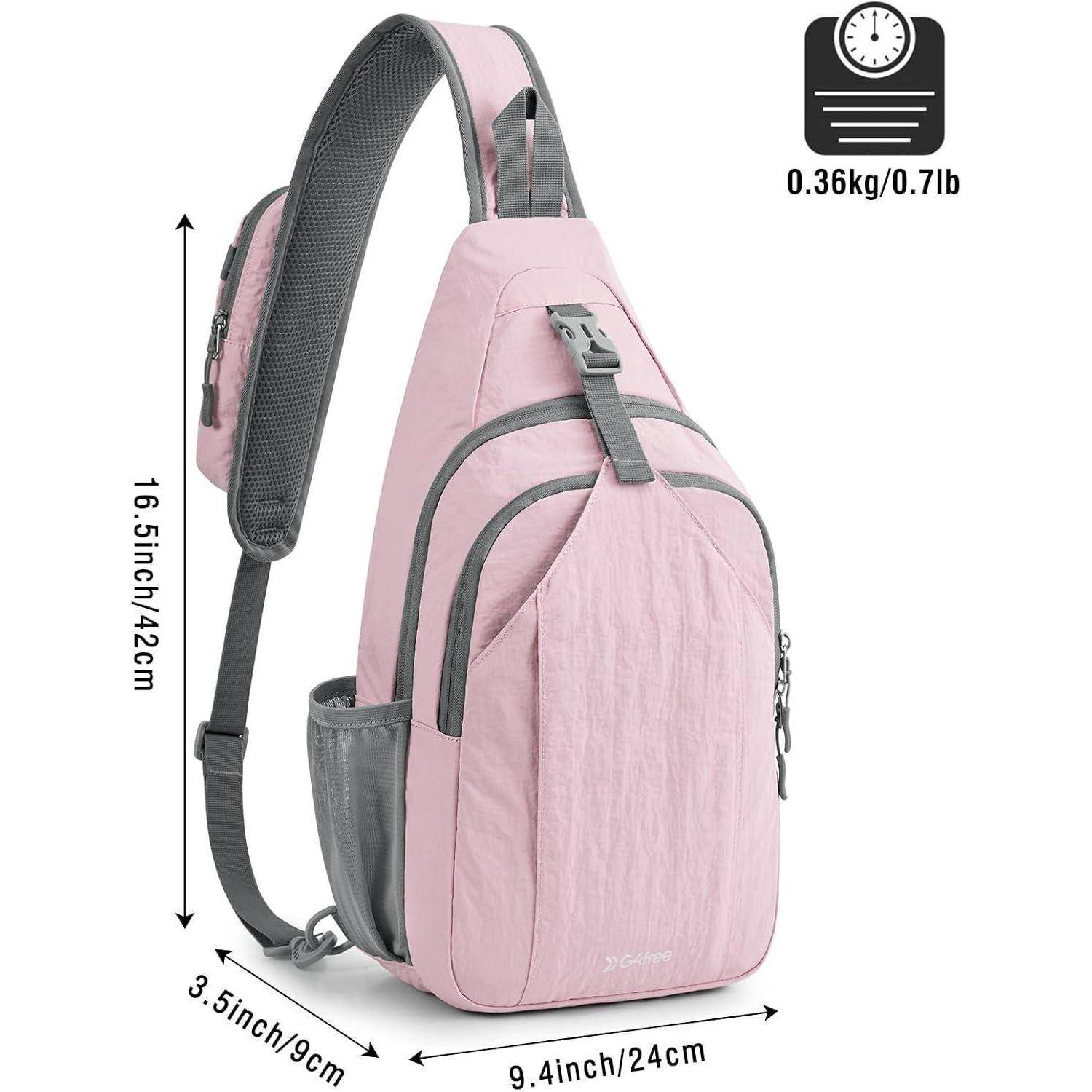 Slingbag Brusttasche Diebstahlschutz Kopfhörerloch Herren Rosa