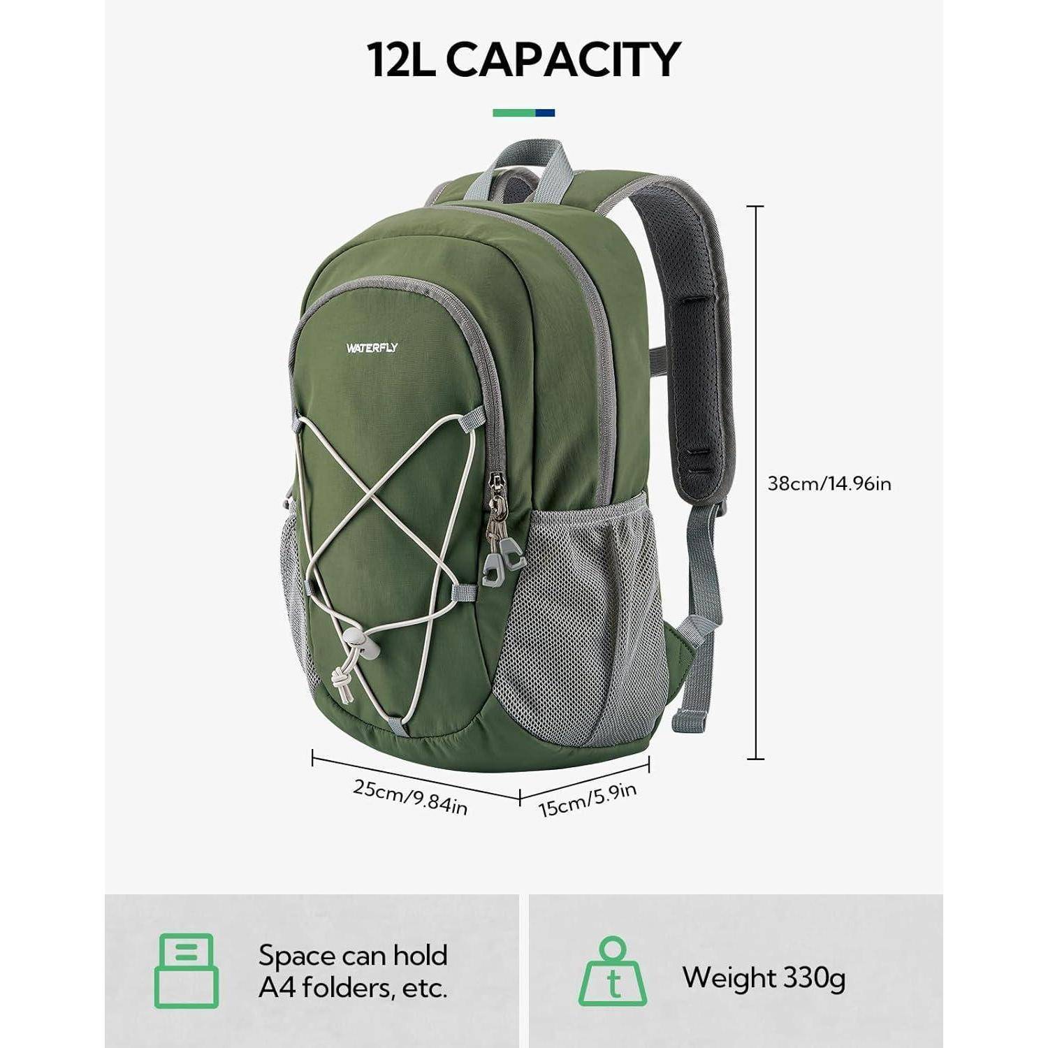 Rucksack 12L Daypack Brustschnalle Wandern Camping Fahrrad Olivgrün