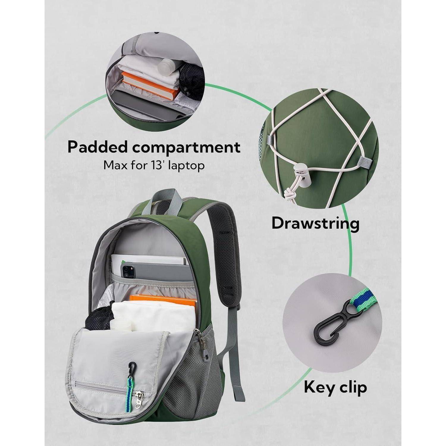 Rucksack 12L Daypack Brustschnalle Wandern Camping Fahrrad Olivgrün