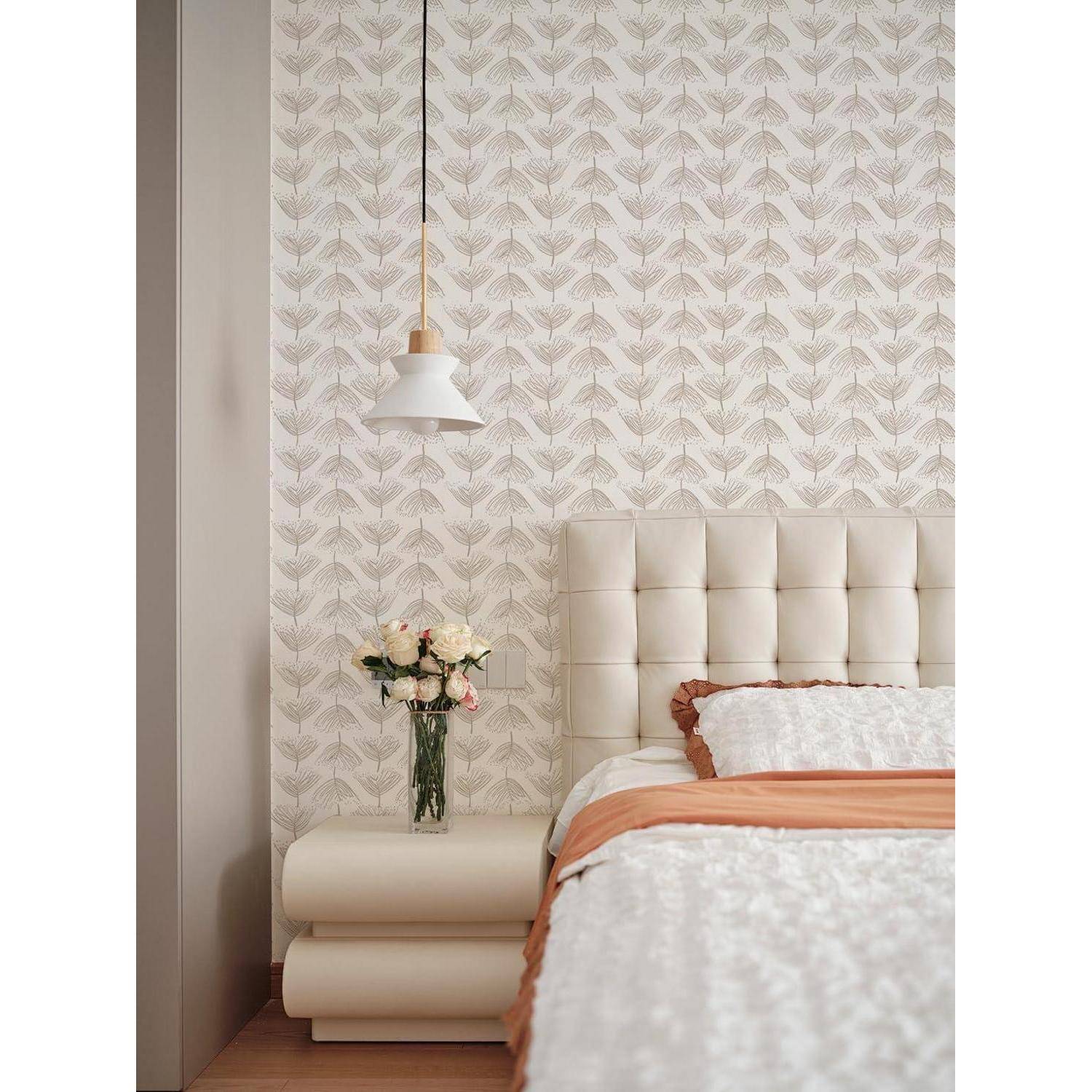 Selbstklebende Tapete Möbelaufkleber Beige Sequenzblüte 0.4W x 3L m