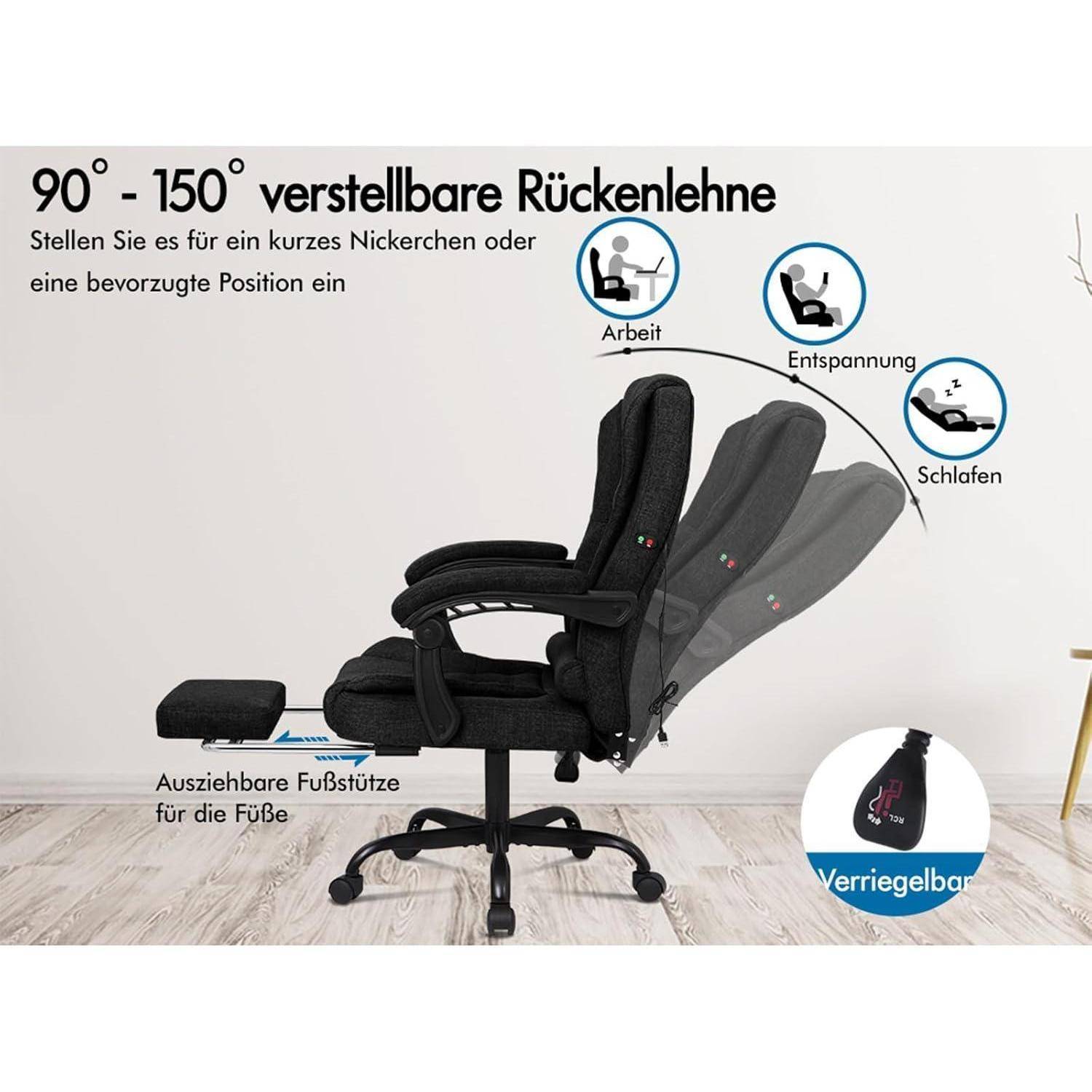 Bürostuhl Hochlehner Gaming-Stuhl ergonomisch Schwarz Massage