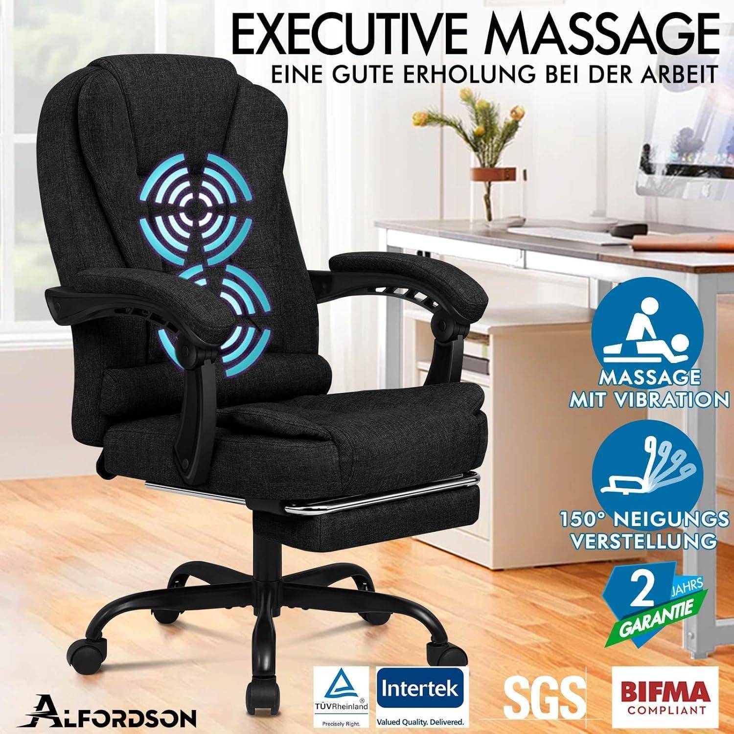 Bürostuhl Hochlehner Gaming-Stuhl ergonomisch Schwarz Massage