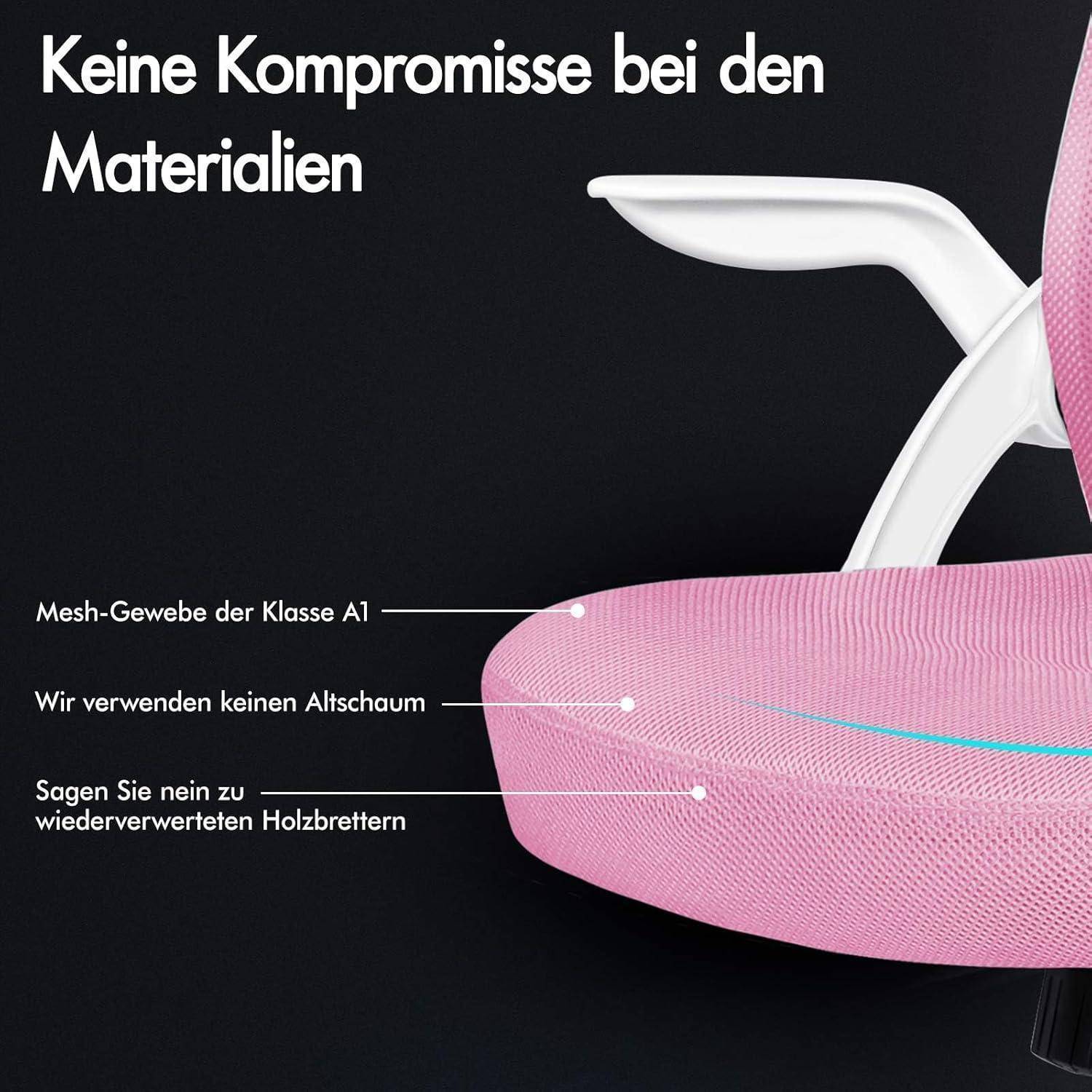 Büro-Schreibtischstuhl mit Dynamischer Lordosenstütze, Rosa Maxon