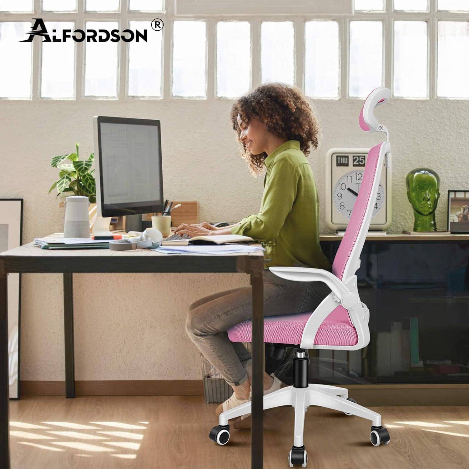 Büro-Schreibtischstuhl mit Dynamischer Lordosenstütze, Rosa Maxon