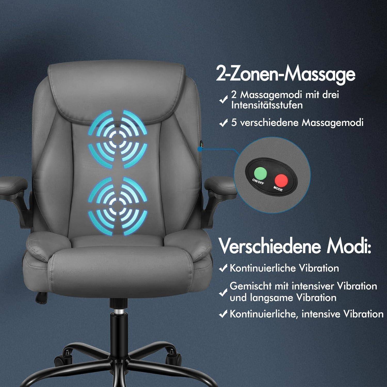 Ein grauer Bürostuhl mit einer 