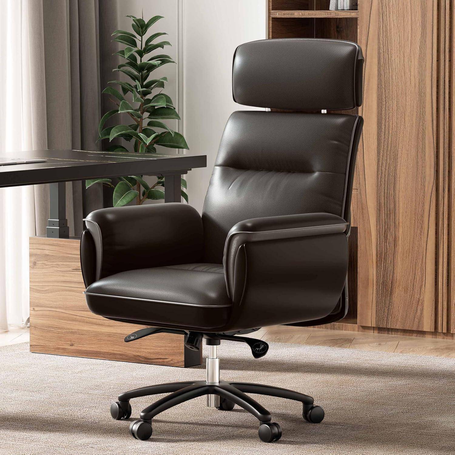 Ergonomischer Bürostuhl Verstellbare Neigung Kopfstütze Schwarz