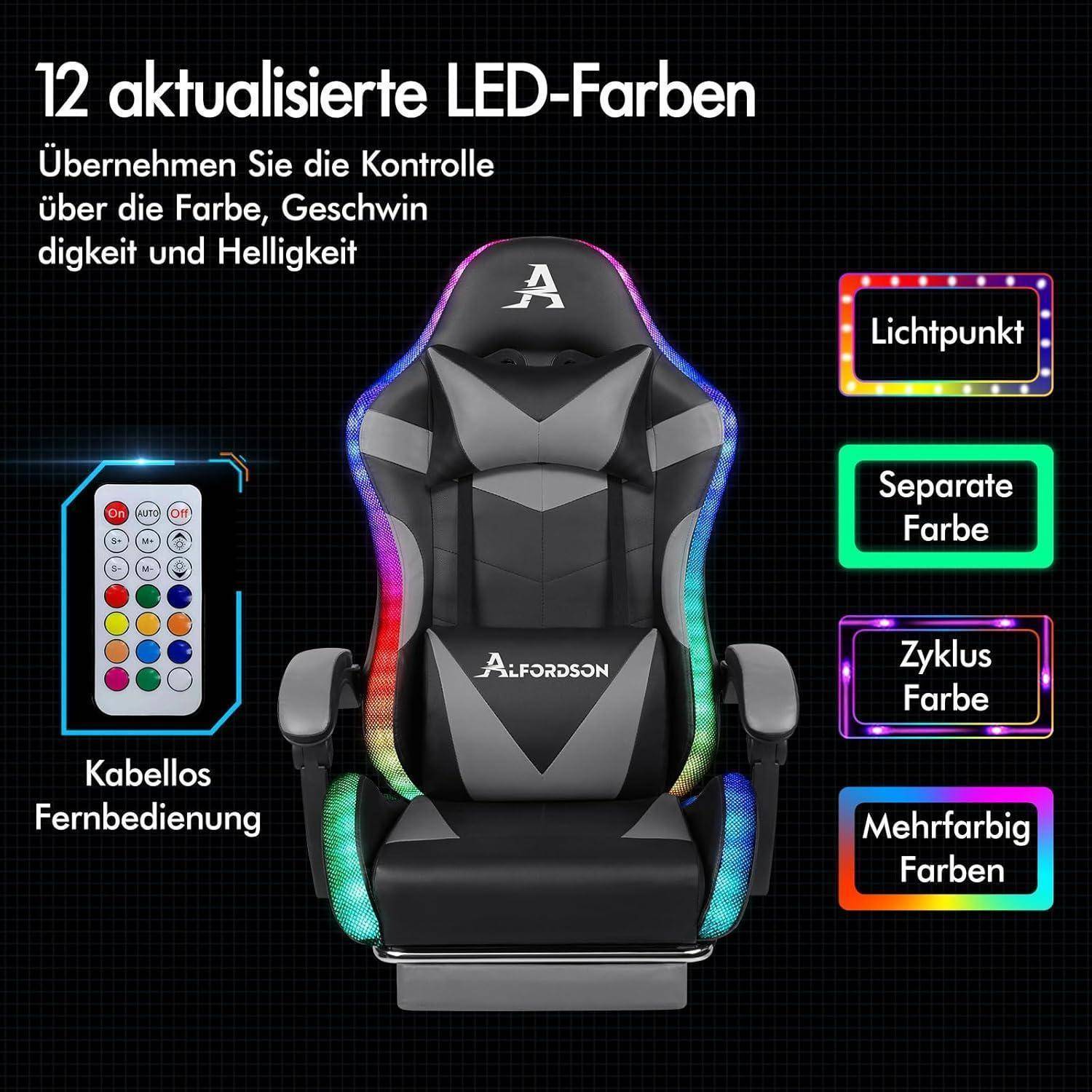 Massage-Gaming-Stuhl LED 150° Neigung ergonomischer Chefsessel