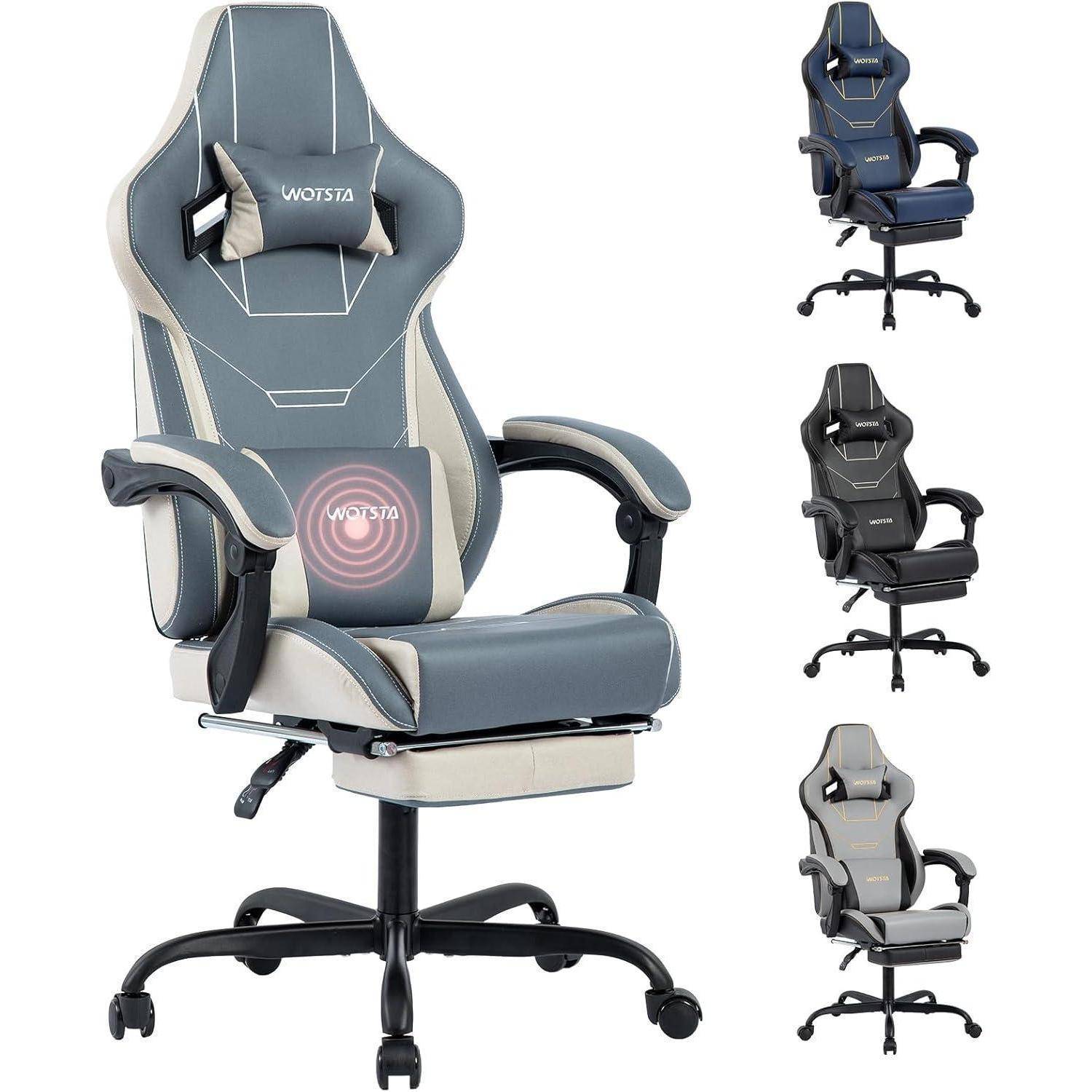 Ergonomischer Gaming Stuhl mit Fußstütze Racing Computerstuhl