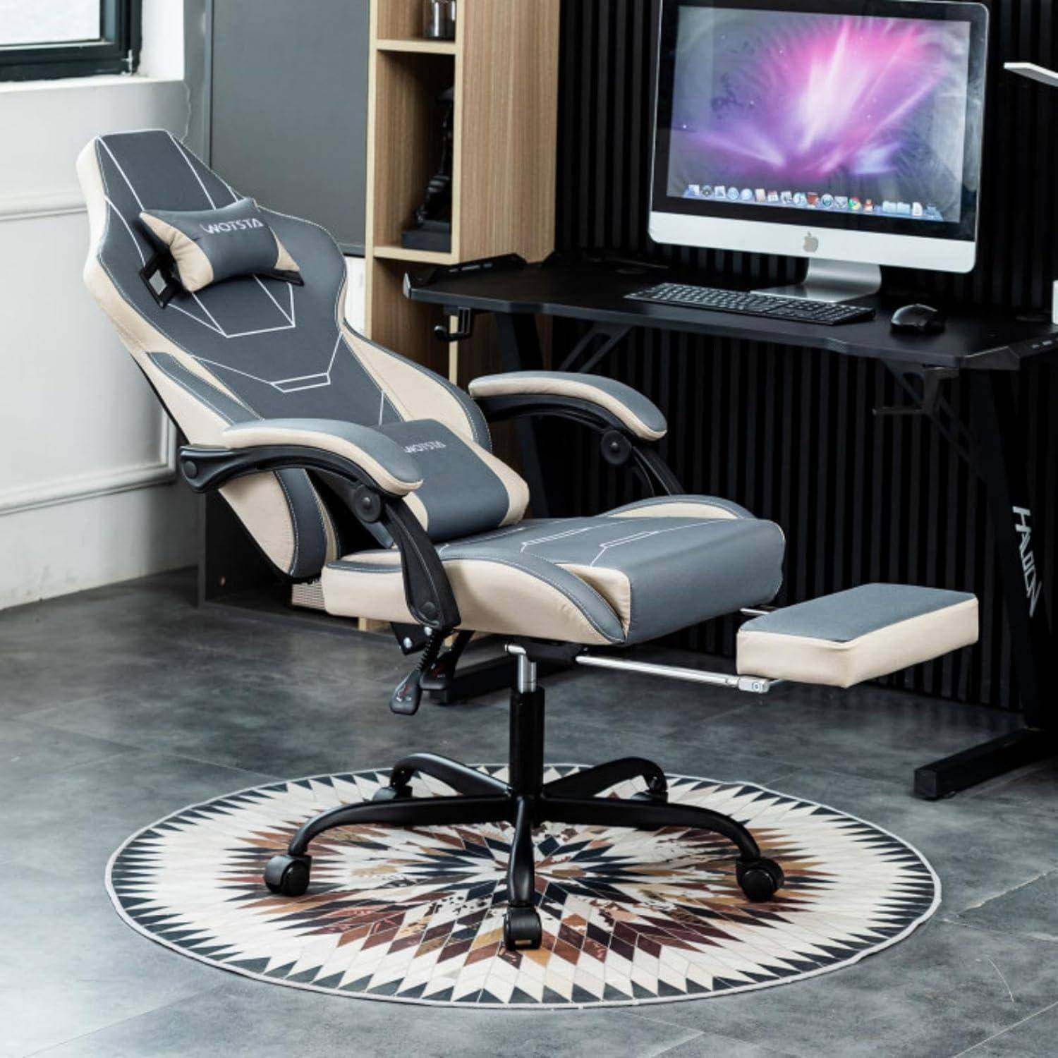 Ergonomischer Gaming Stuhl mit Fußstütze Racing Computerstuhl
