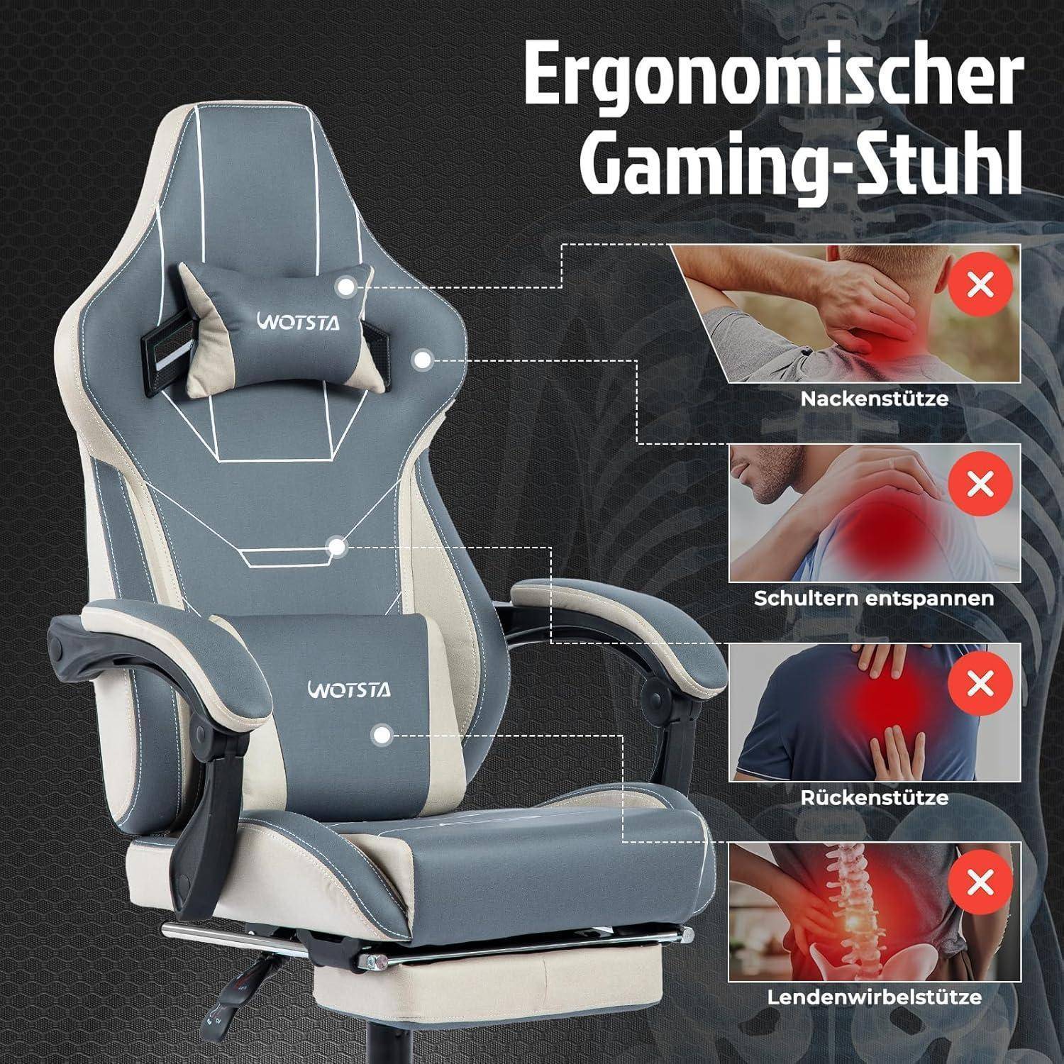 Ergonomischer Gaming Stuhl mit Fußstütze Racing Computerstuhl