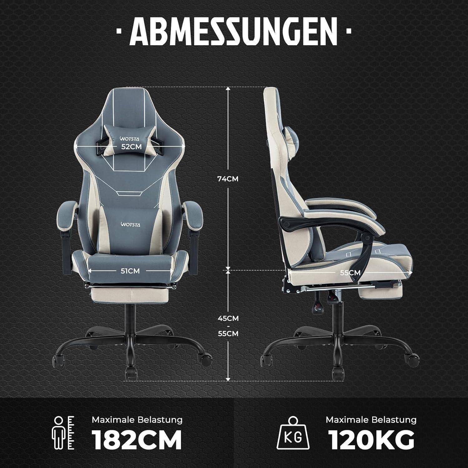 Ergonomischer Gaming Stuhl mit Fußstütze Racing Computerstuhl