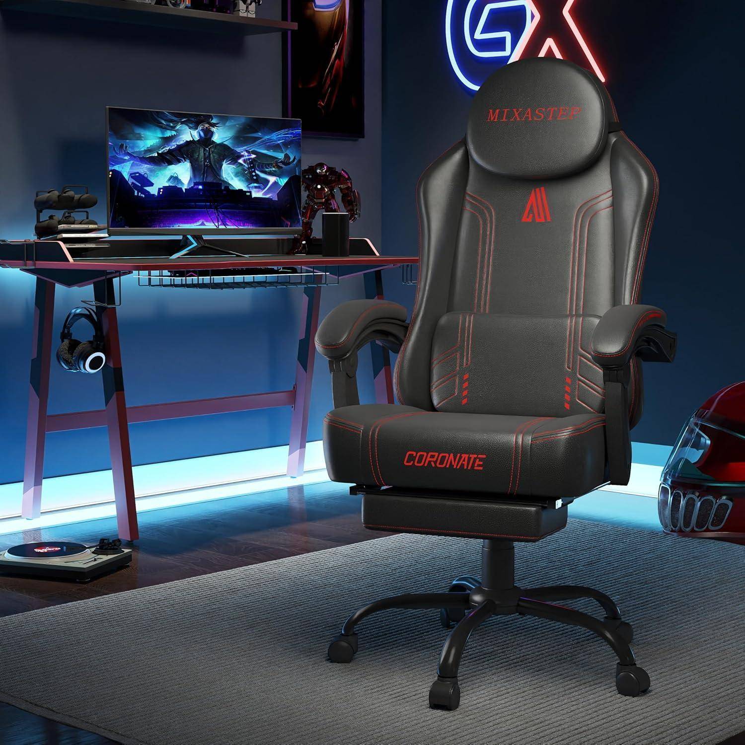 Ergonomischer Gaming Stuhl 360° Drehfunktion Rückenlehne verstellbar