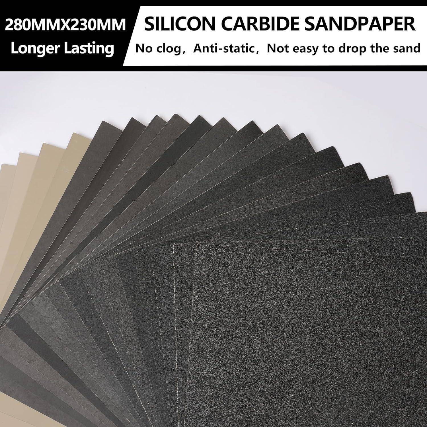 Siliziumkarbid-Schleifpapier, Größe 280mm x 230mm. Keine Verstopfung, antistatisch, Sand fällt nicht leicht ab. Länger haltbar.