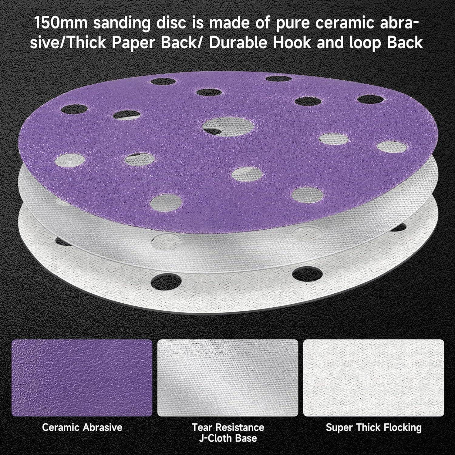 Schleifpapier 50 150mm Klett 15 Loch 6Zoll Exzenter Holz 240 Körnung