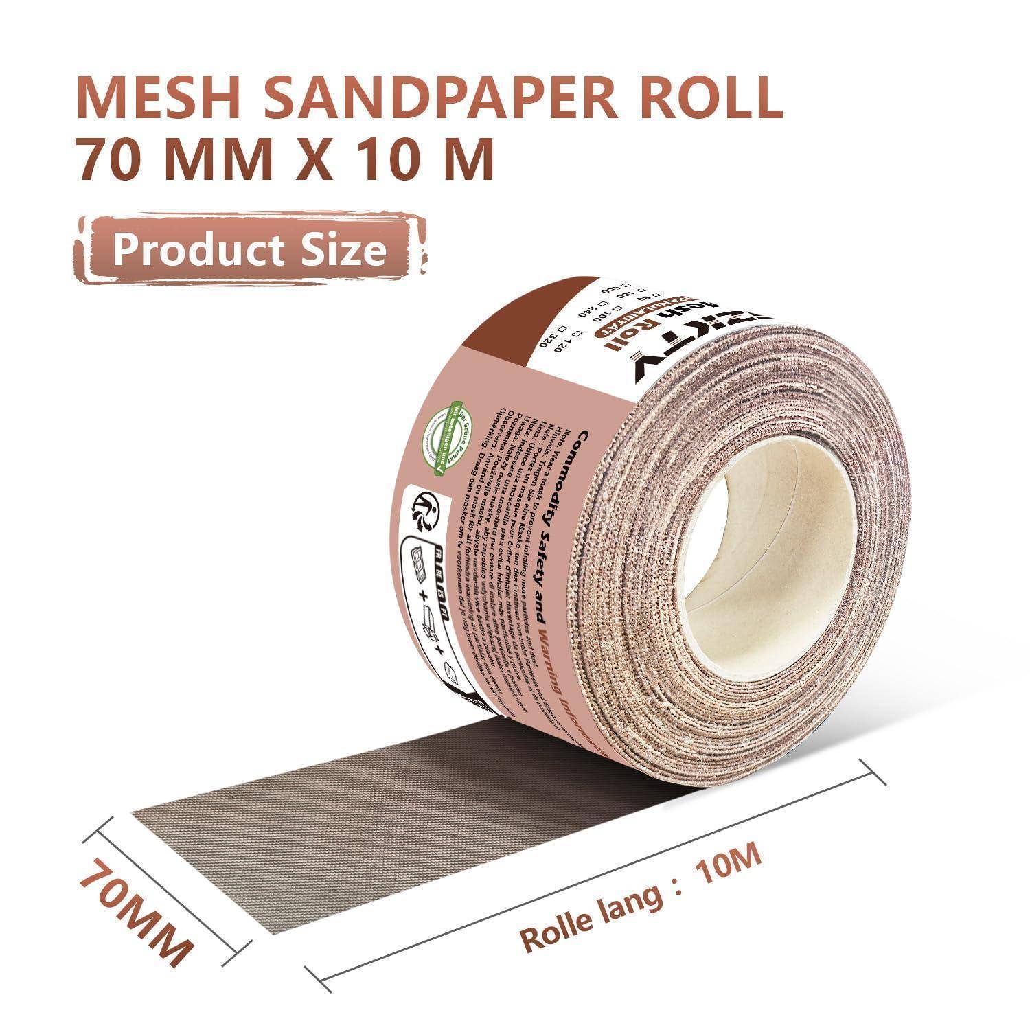 Schleifpapierrolle mit Gitterstruktur, 70 mm x 10 m