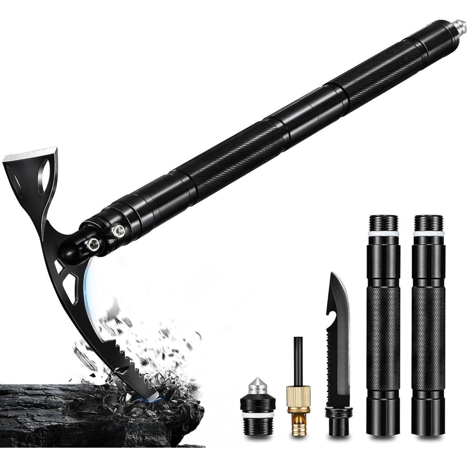 Spitzhacke Kreuzhacke Gartenhacke 8in1 Stiel Survivalmesser 42cm