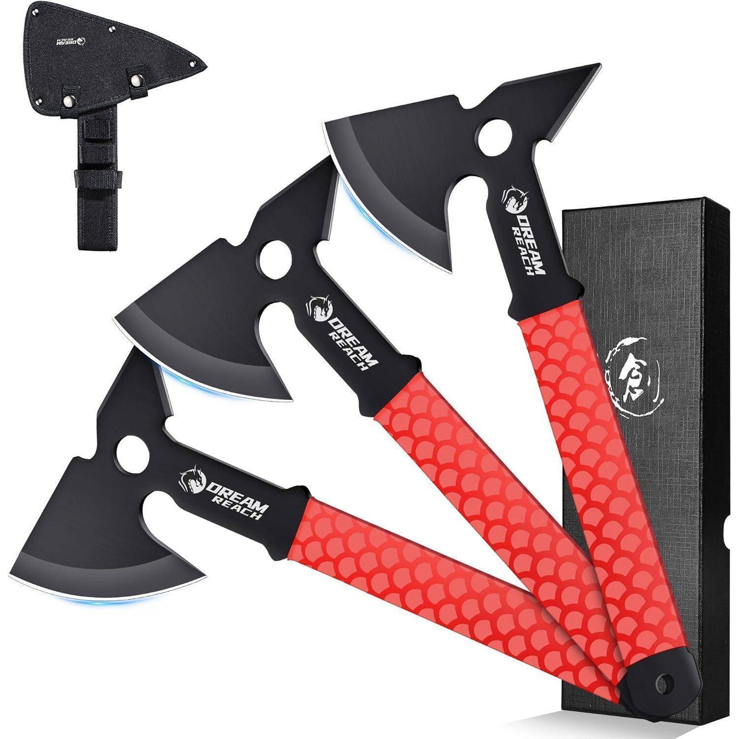 Axtset Campingbeil Handbeil Bushcraft Forstwesen 3PCS Rot-C