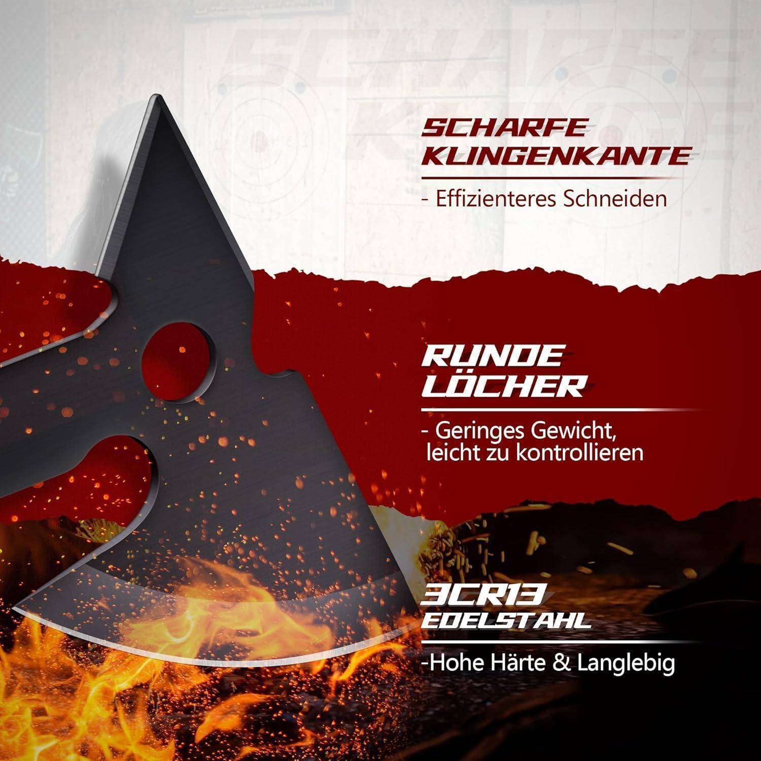 Axtset Campingbeil Handbeil Bushcraft Forstwesen 3PCS Rot-C