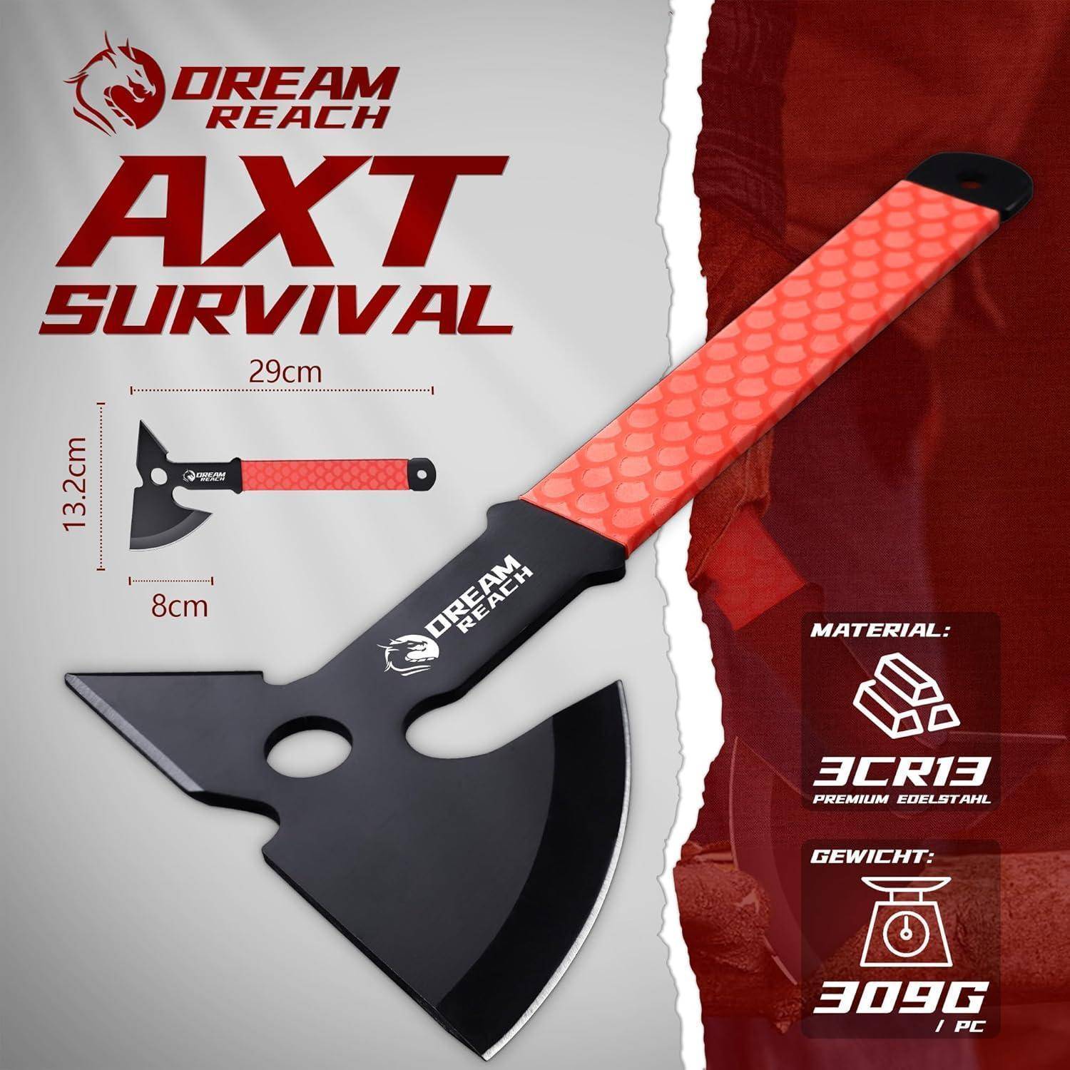 Axtset Campingbeil Handbeil Bushcraft Forstwesen 3PCS Rot-C