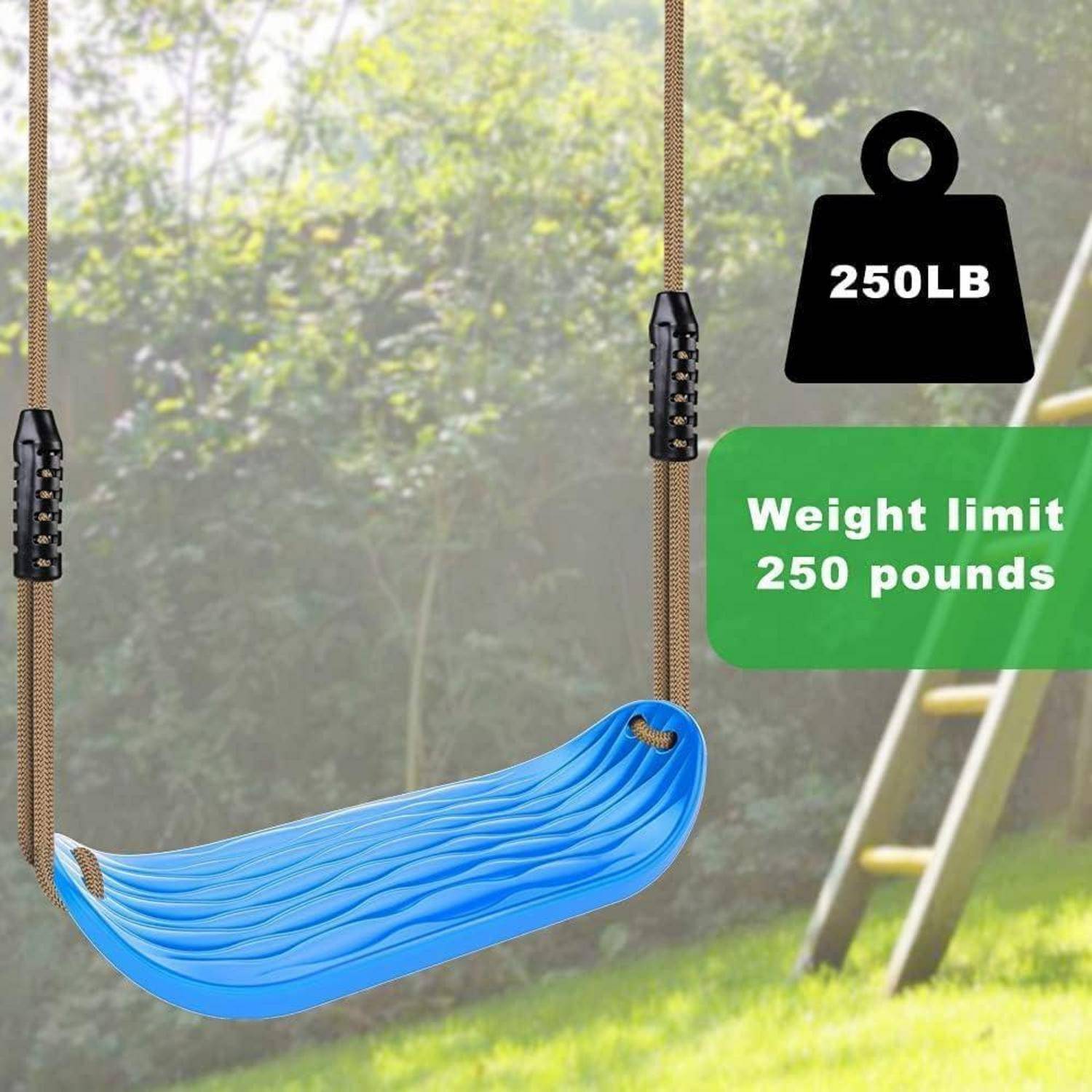 Garten Schaukelsitz Set verstellbares Seil Karabiner blau robust