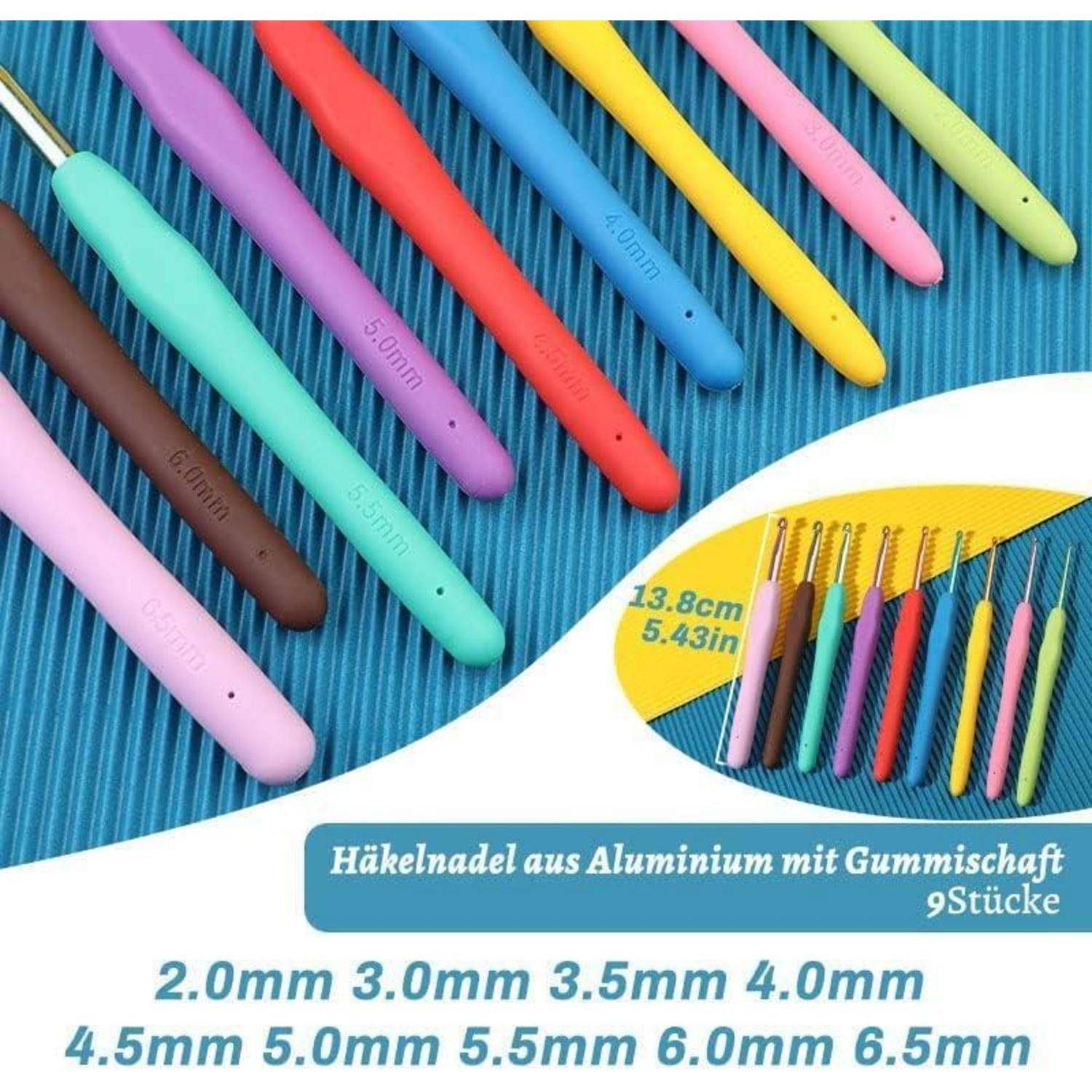 87-teiliges Häkelnadel-Set für Anfänger, ergonomisch, mit Häkeltasche