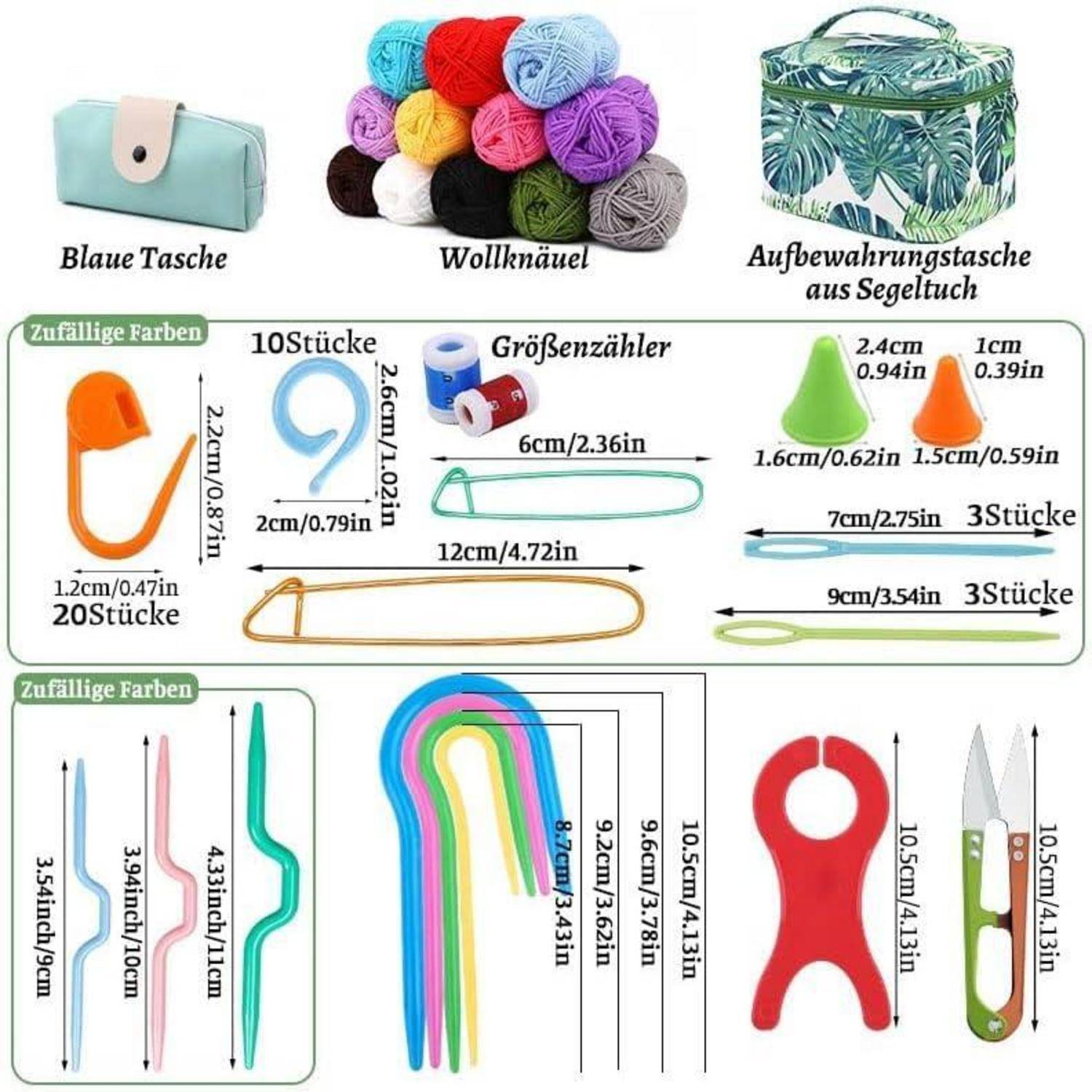 87-teiliges Häkelnadel-Set für Anfänger, ergonomisch, mit Häkeltasche