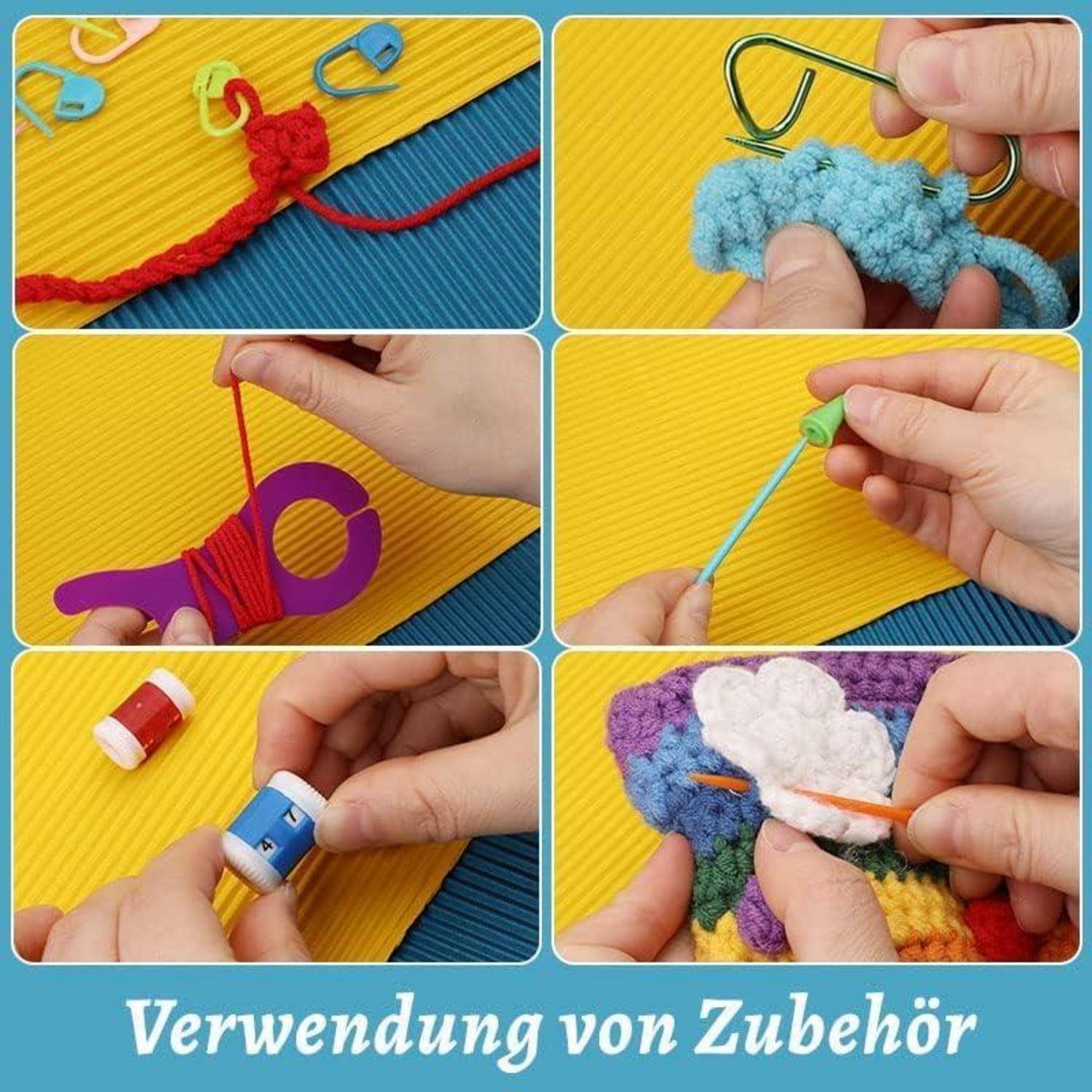 87-teiliges Häkelnadel-Set für Anfänger, ergonomisch, mit Häkeltasche