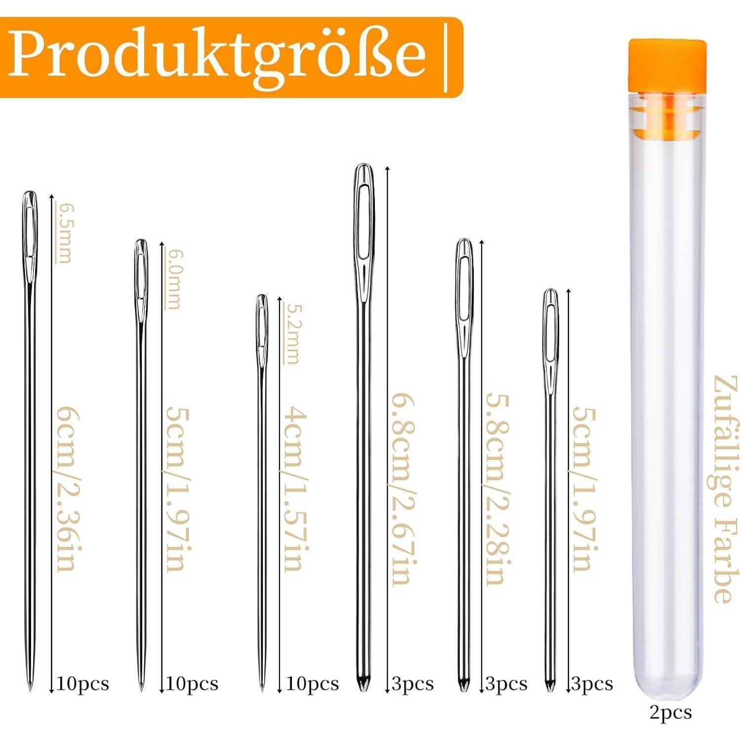 6 Größen Große Augen Leder Nadel Set mit Nadelflasche