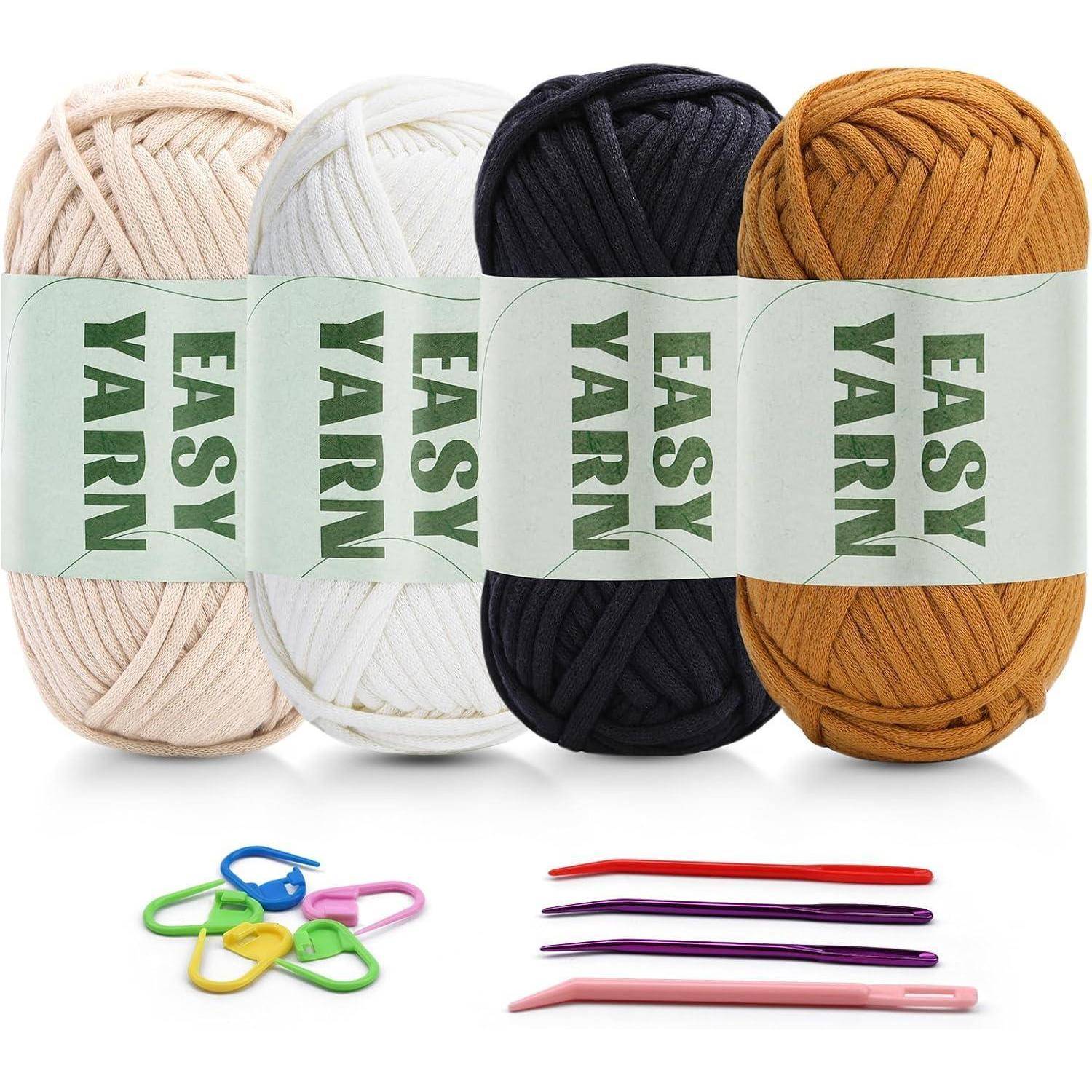 Häkelgarn für Anfänger 4x50g Klobiges Baumwollgarn Beige Braun