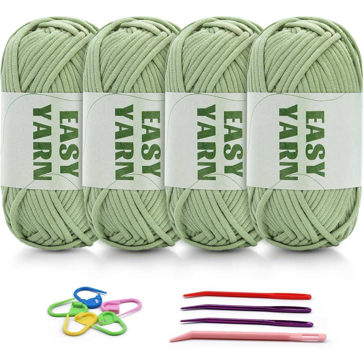 4er Set Hellgrünes Häkel- und Strickgarn | Für Anfänger | Gut
