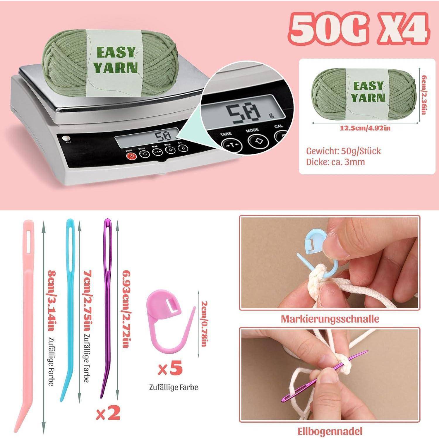 4er Set Hellgrünes Häkel- und Strickgarn | Für Anfänger | Gut