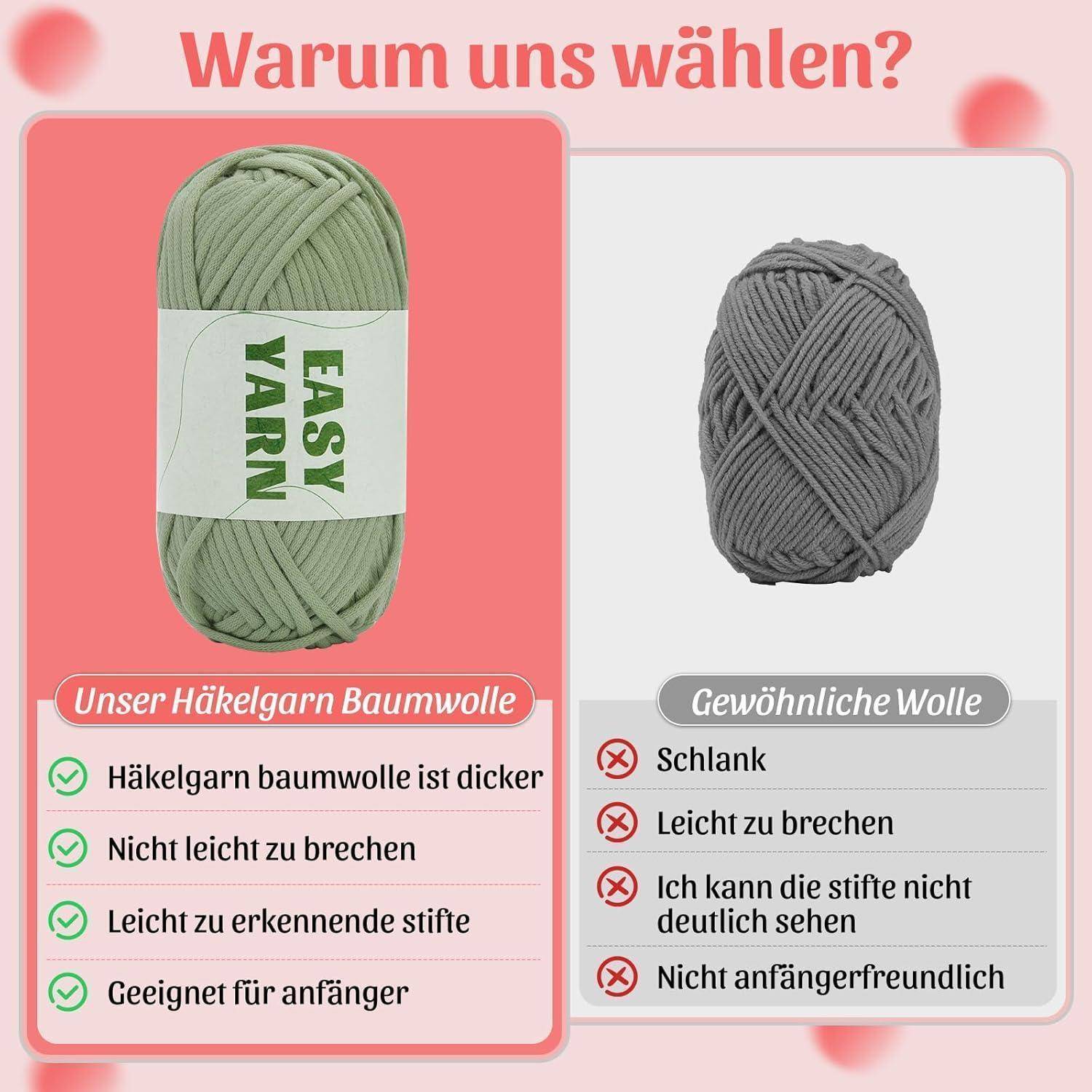 4er Set Hellgrünes Häkel- und Strickgarn | Für Anfänger | Gut