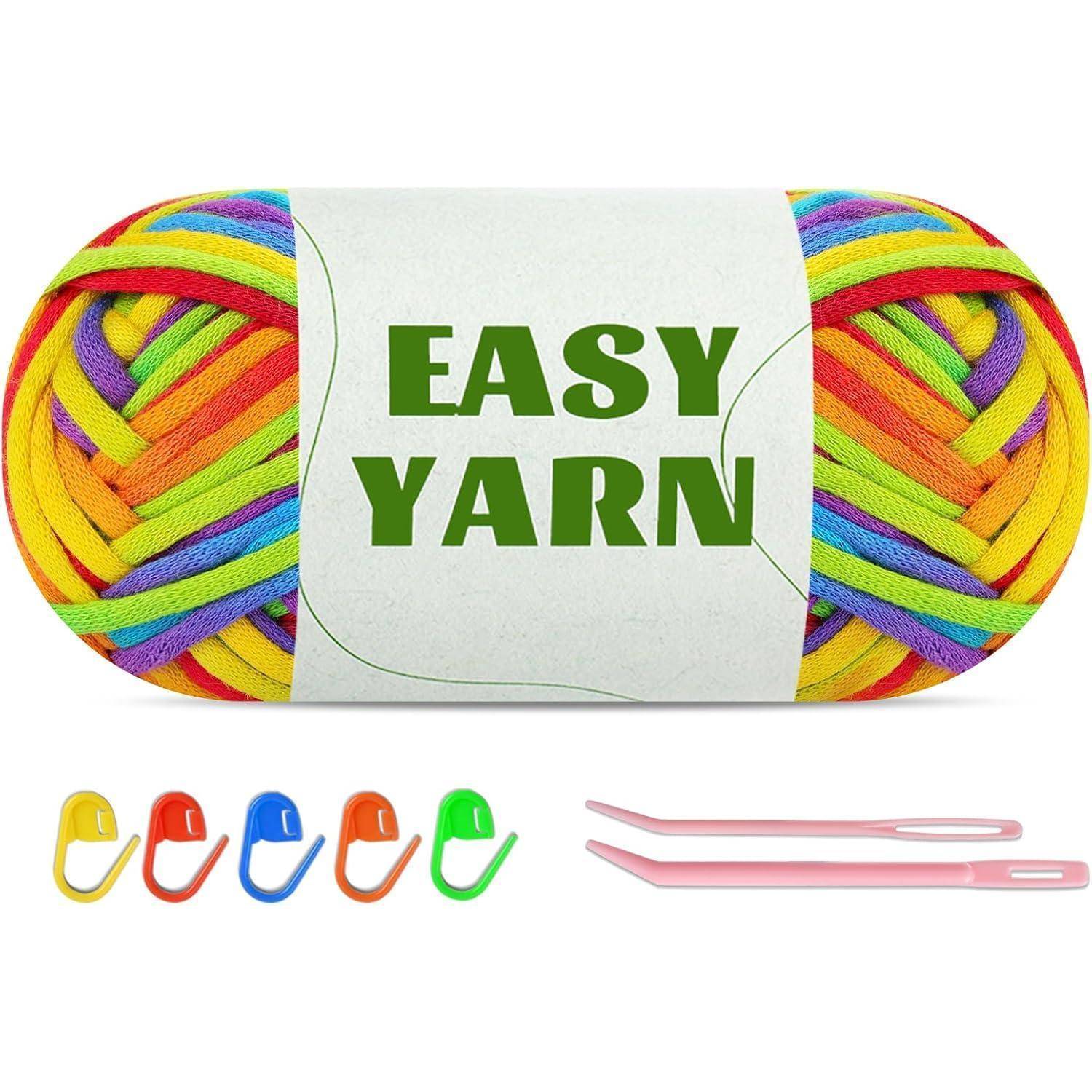 Bunter Garnbündel mit der Aufschrift 