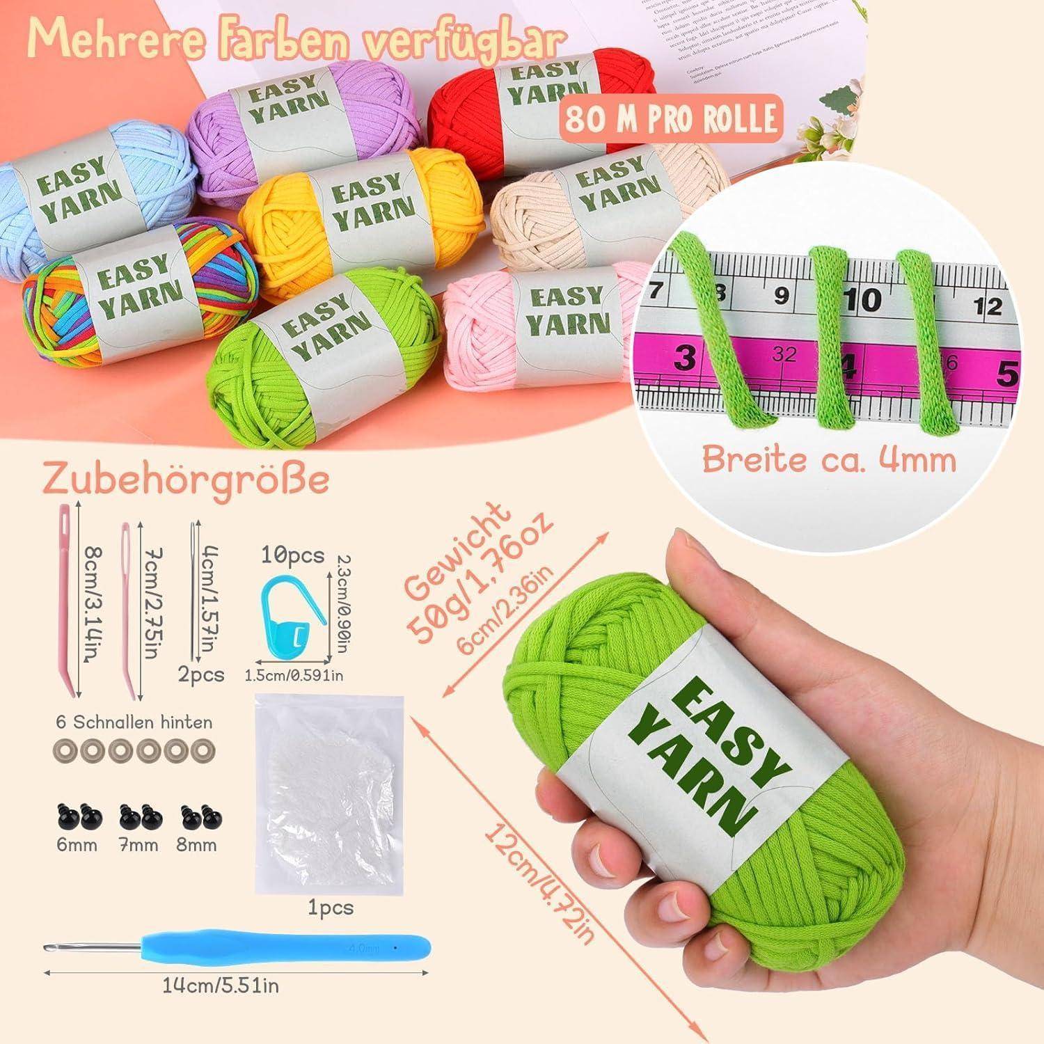 8 Stück Easy Yarn 8x50g Dickes Baumwolle Garn zum Häkeln