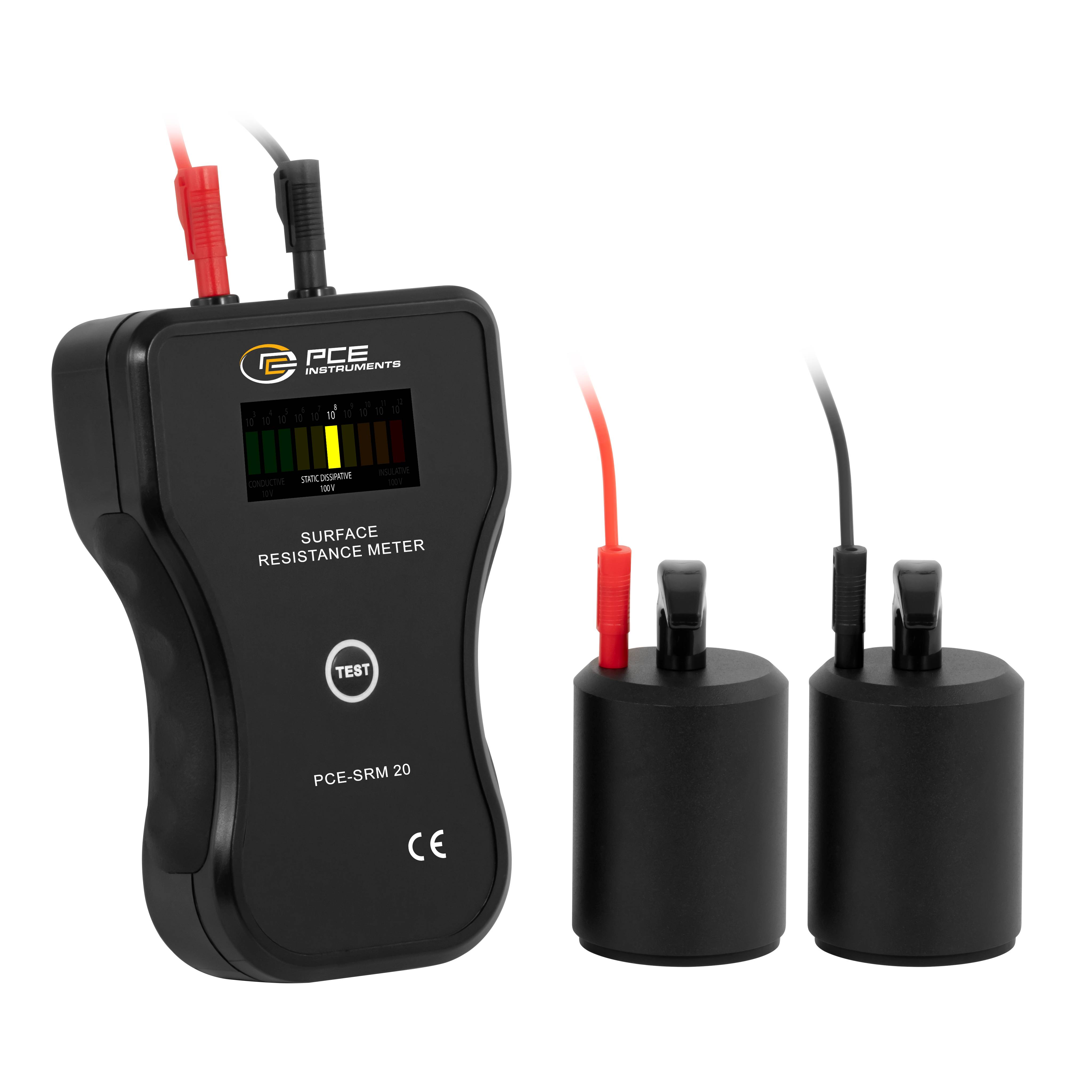 PCE Instruments Oberflächenwiderstandsmessgerät PCE-SRM 20 |Messbereich 10³Ω ... 10¹²Ω |±0,5 Dekade |inkl. 2 Elektroden