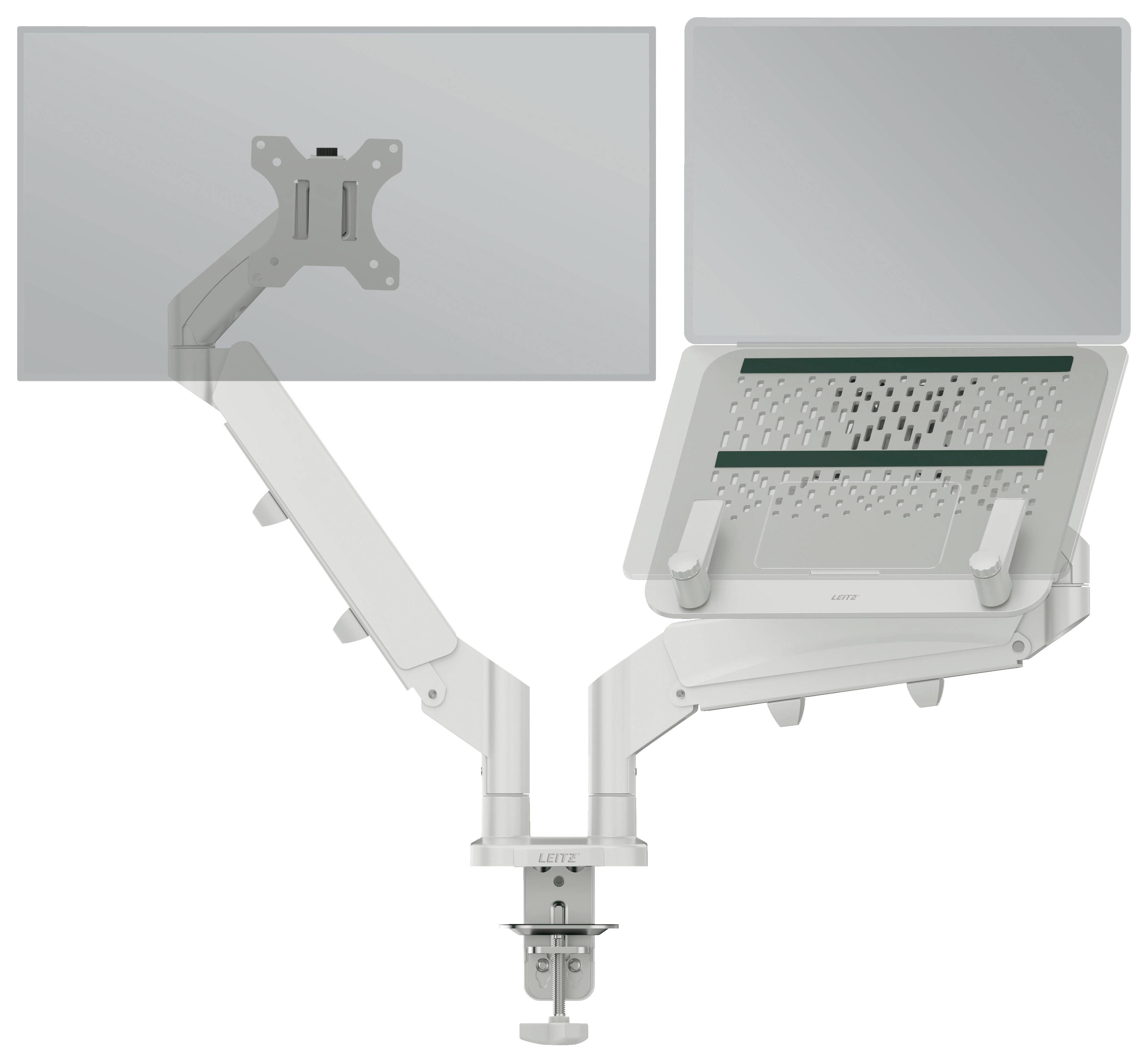Esselte Leitz Laptop-Monitor-Halterung Ergo 65380085 lichtgrau für 1 Monitor und 1 Laptop