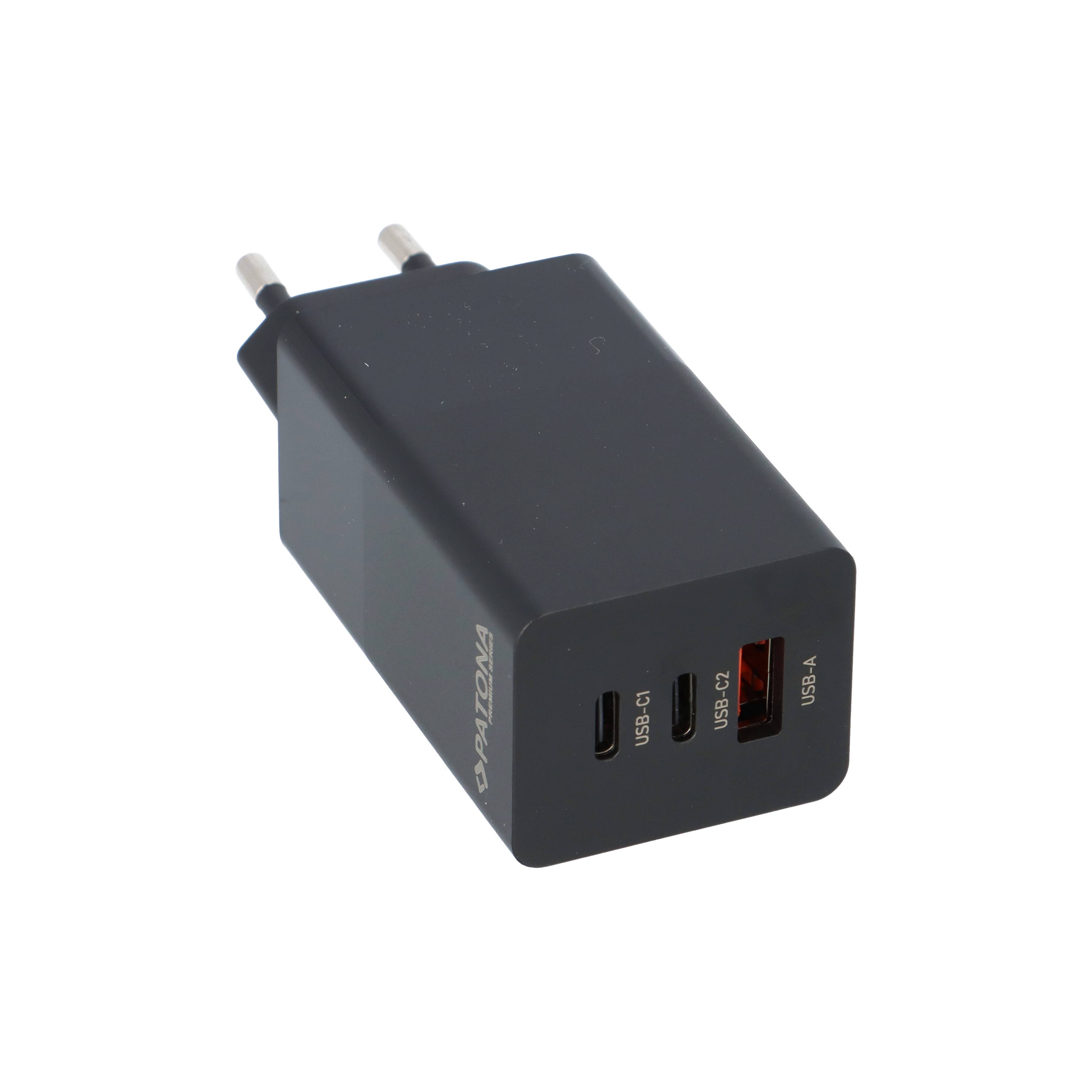 PATONA Premium GaN PD65W Adapter schwarz 2xUSB-C 1xUSB-A