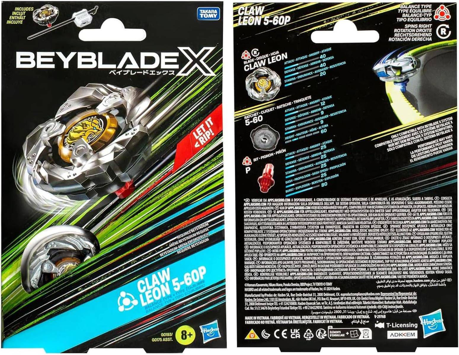 Beyblade X Claw Leon 5-60P Starter Pack Kreisel + Starter mit X-Celerator-System