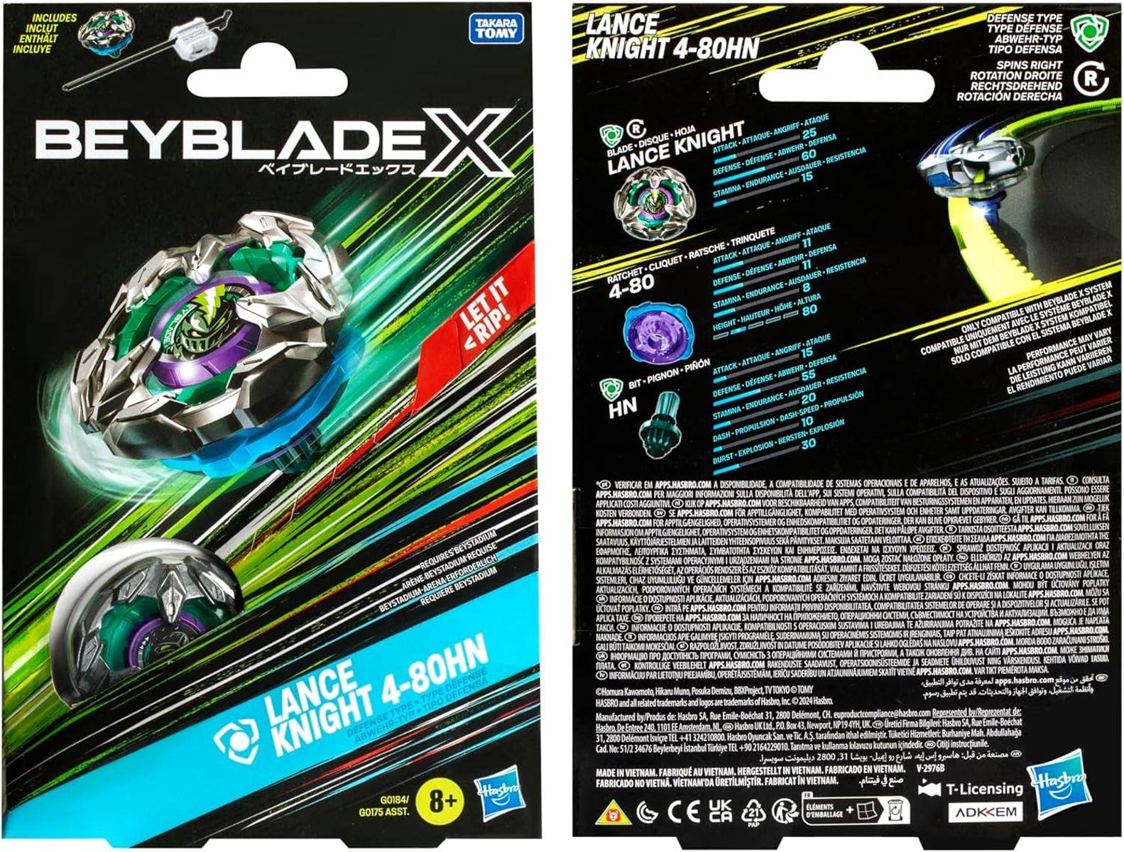 Beyblade X Lance Knight 4-80HN Starter Pack Kreisel + Starter Abwehr-Typ 8+