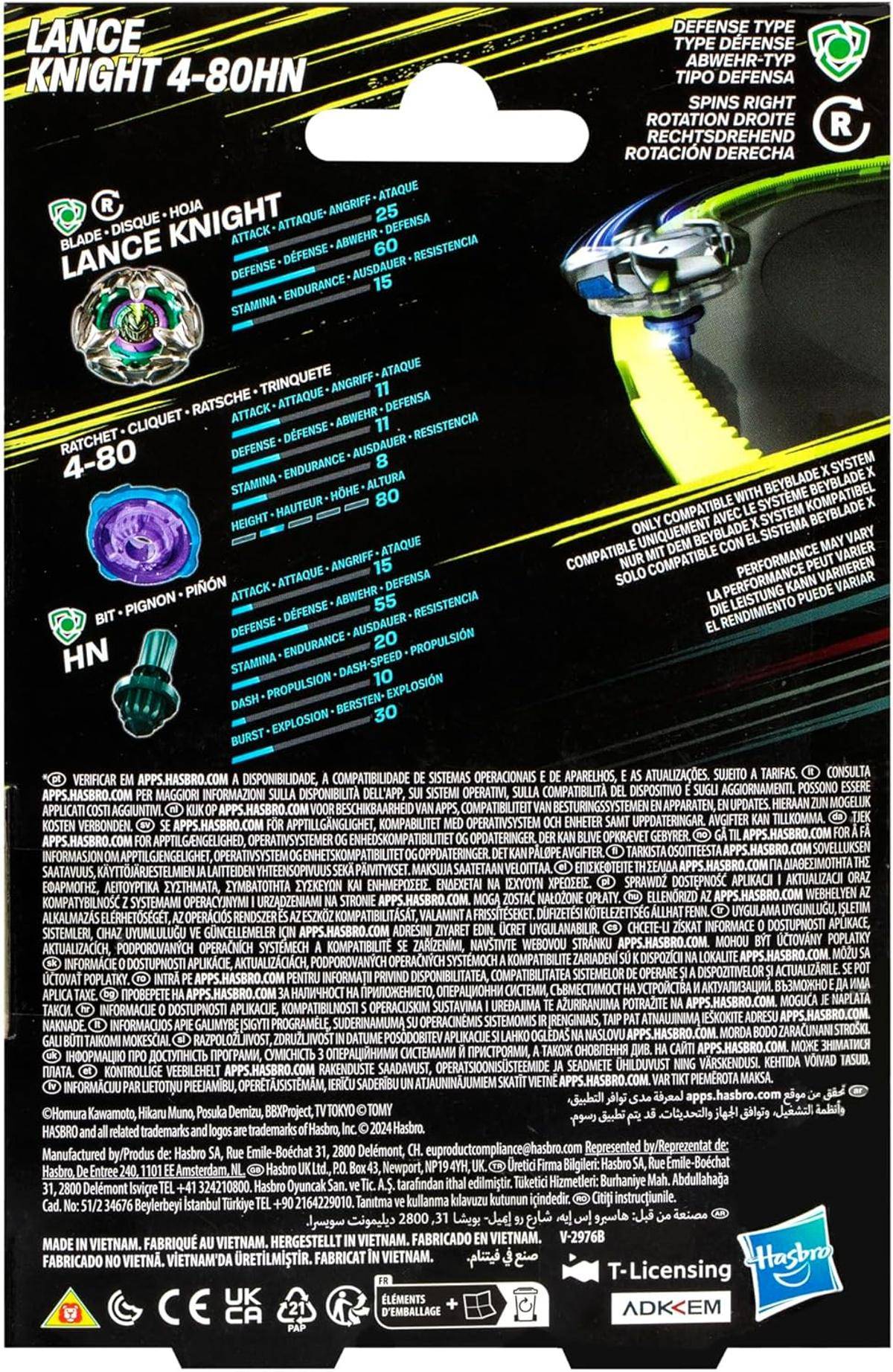 Beyblade X Lance Knight 4-80HN Starter Pack Kreisel + Starter Abwehr-Typ 8+