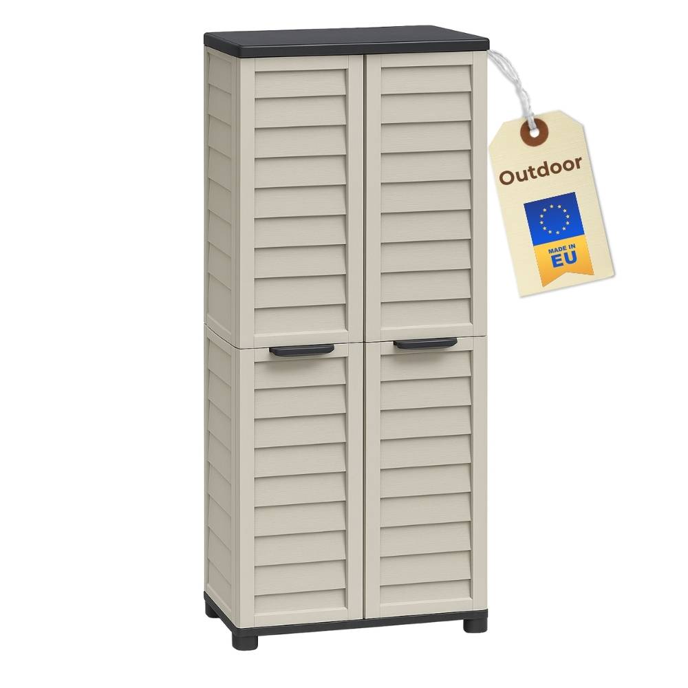 Gartenschrank Wetterfest Outdoor Gartenschrank Kunststoff Wetterfest Kunststoffschrank Mehrzweckschrank Balkonschrank Geräteschrank Hochschrank