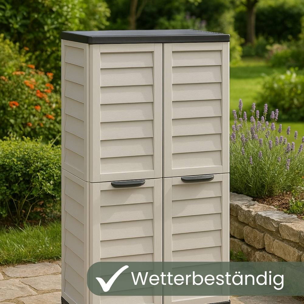 Gartenschrank Wetterfest Outdoor Gartenschrank Kunststoff Wetterfest Kunststoffschrank Mehrzweckschrank Balkonschrank Geräteschrank Hochschrank