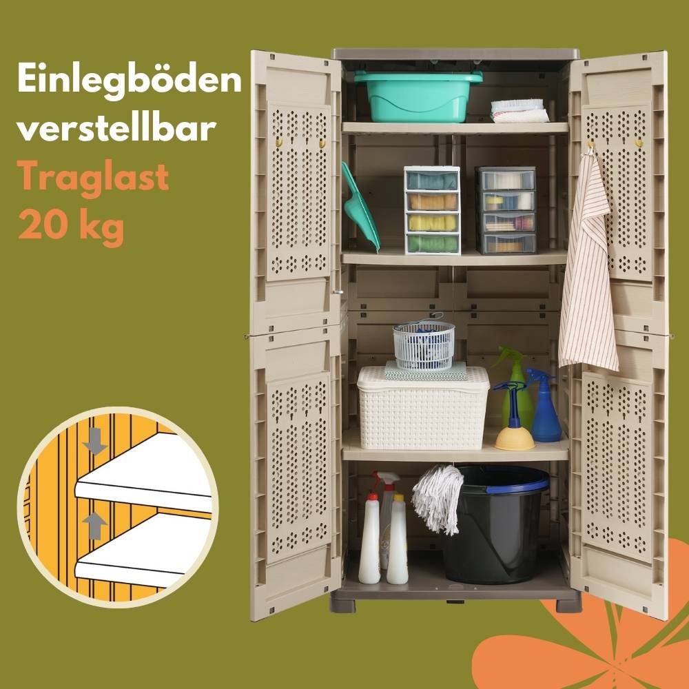Gartenschrank Wetterfest Outdoor Gartenschrank Kunststoff Wetterfest Kunststoffschrank Mehrzweckschrank Balkonschrank Geräteschrank Hochschrank