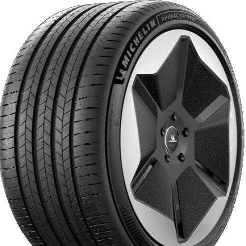 Michelin Primacy 5 Reifen mit eleganten Profildesign, das Langlebigkeit und Leistung für eine geschmeidige, effiziente Fahrt hervorhebt.