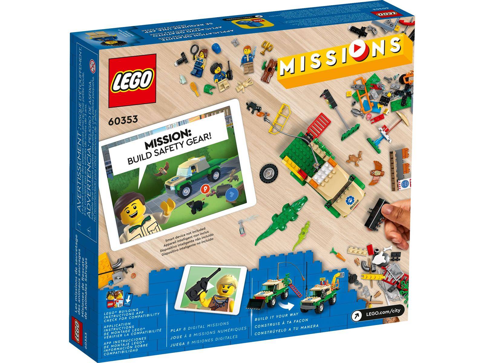 LEGO City Missions Set 60353 Schachtel mit einem Detektiv-Thema und einer Sicherheitsausrüstungs-Mission. Enthält Minifigur, Fahrzeugteile und Zubehör.
