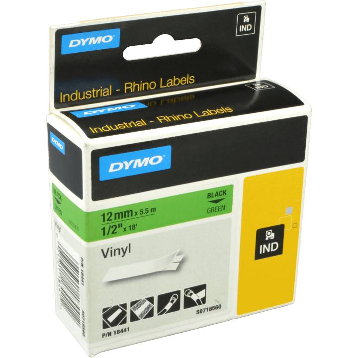 Dymo Label Band IND 18441 (S0718560) schwarz auf grün 12mm x 5,5m