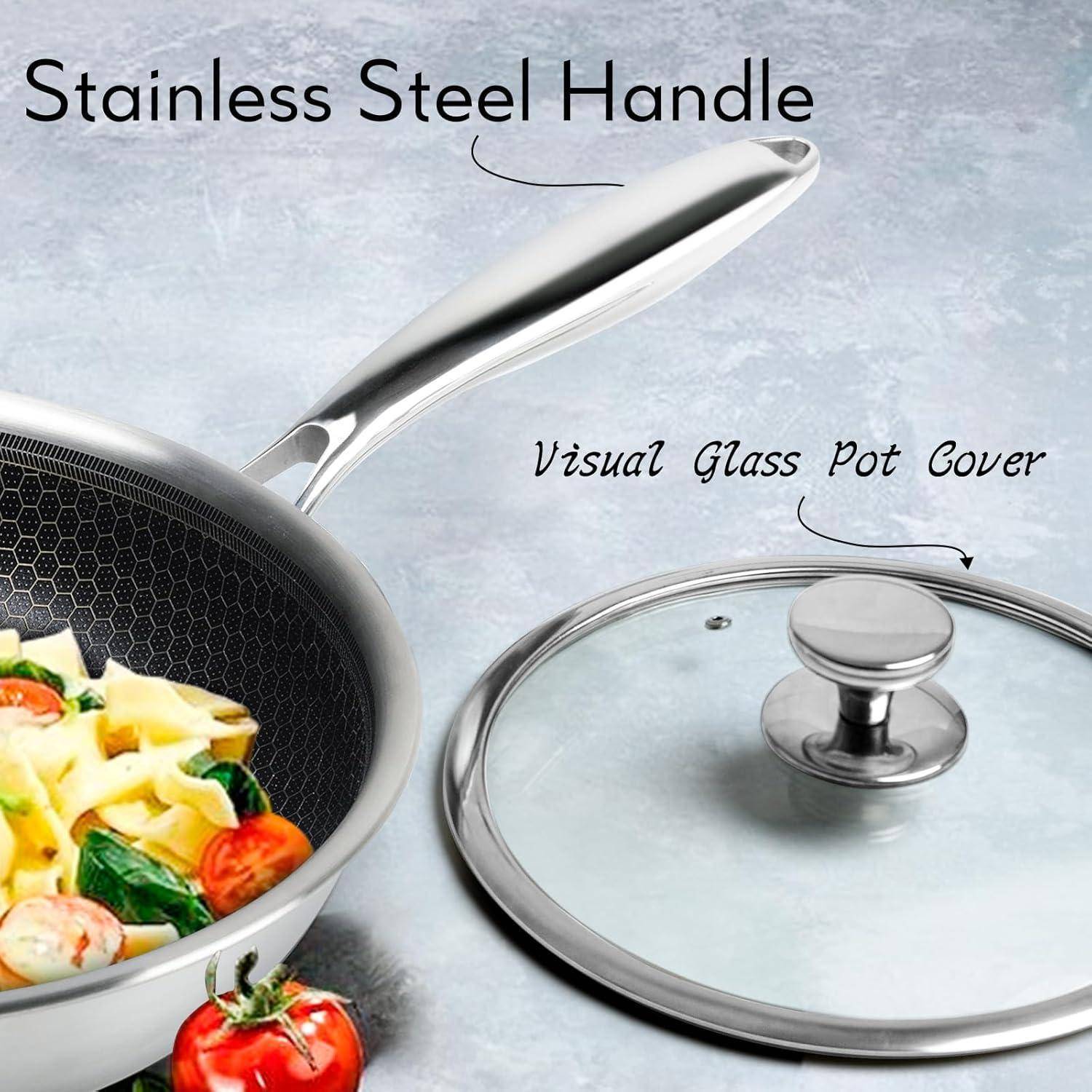 Premium Edelstahl Pfannenset 24+28cm Antihaft Induktion Backofenfest