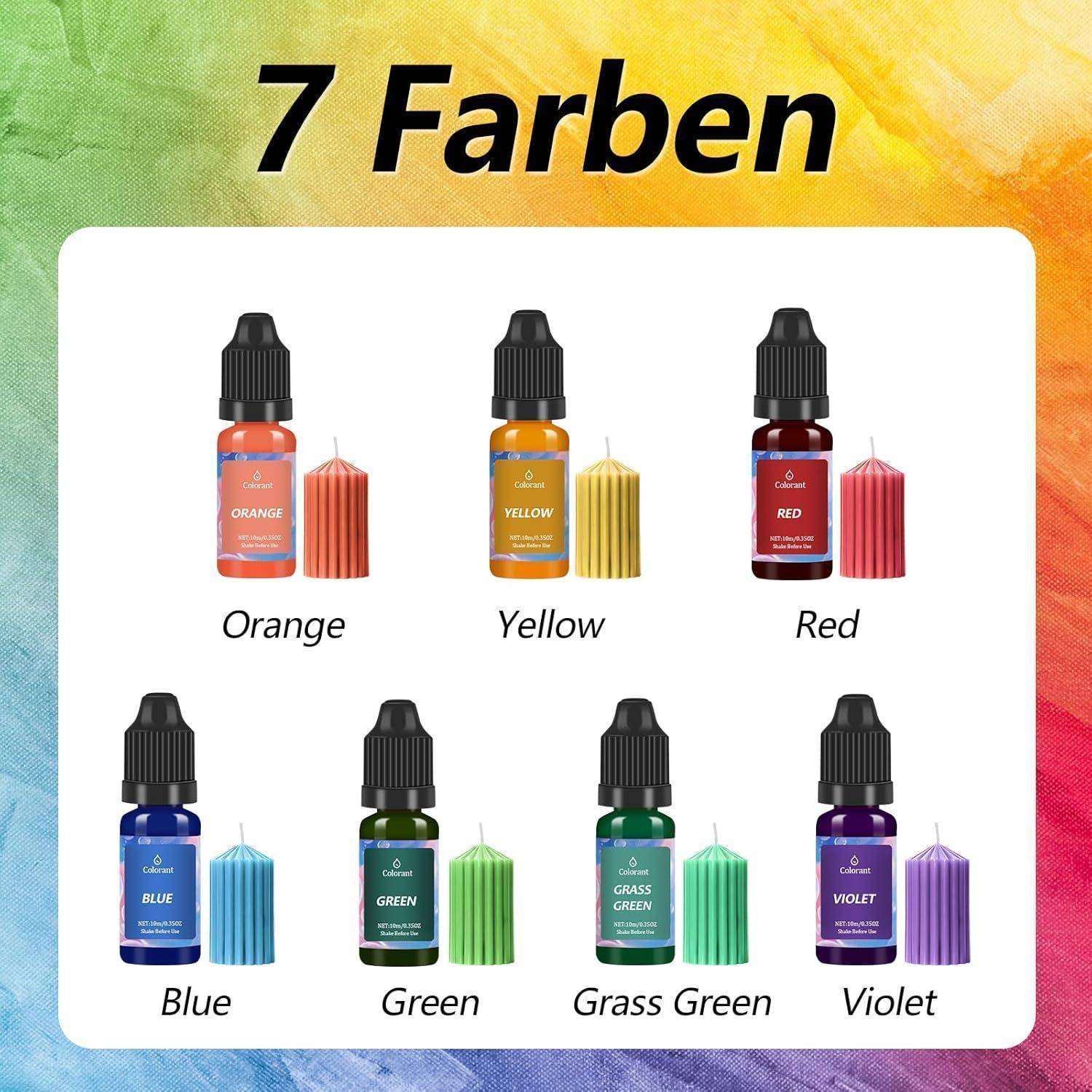 Kerzenwachs Farbe 7 Farben je 10ml Kerzenfarbe für Soja Bienenwachs
