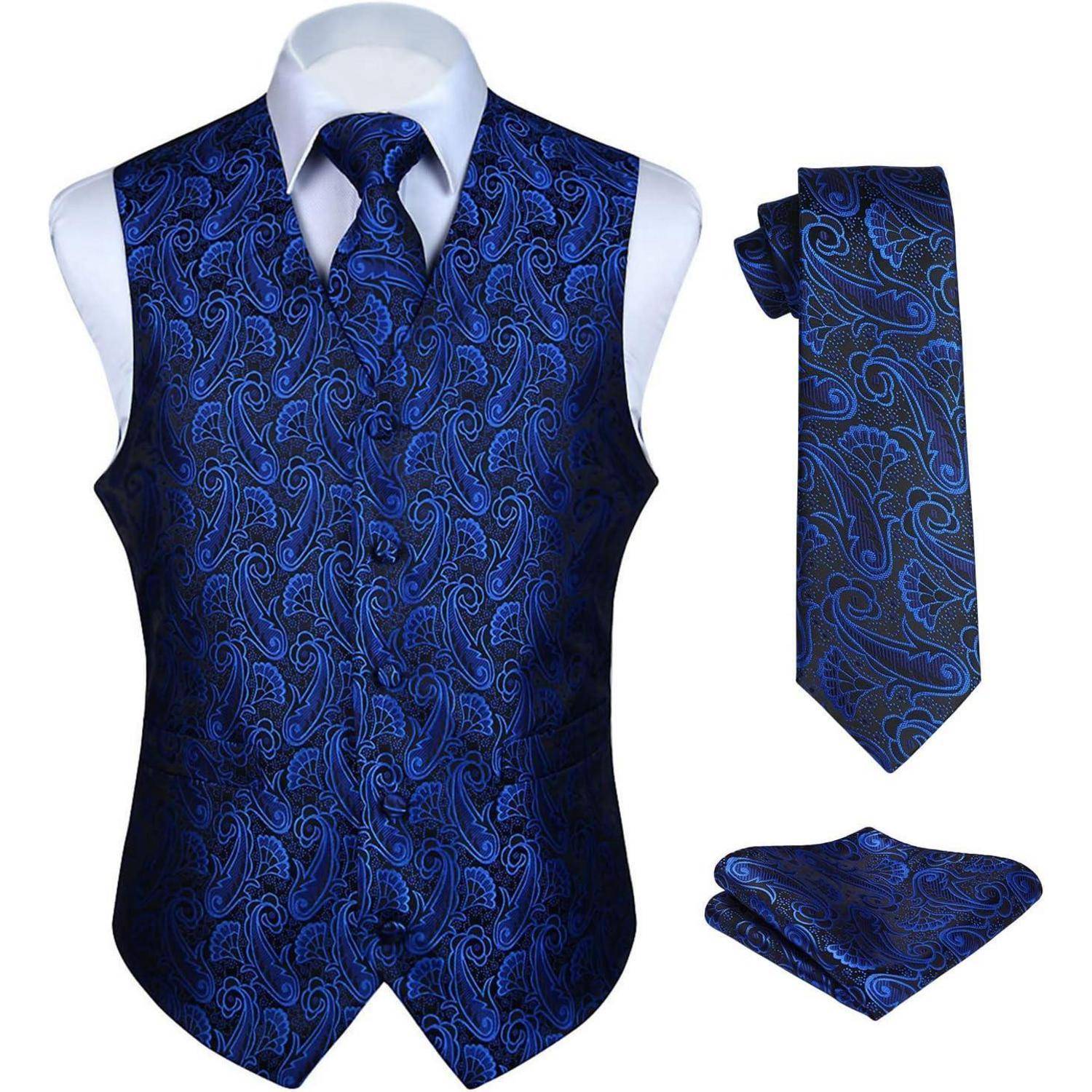 Anzugweste Herren Hochzeit Paisley Krawatte Einstecktuch A5 XL