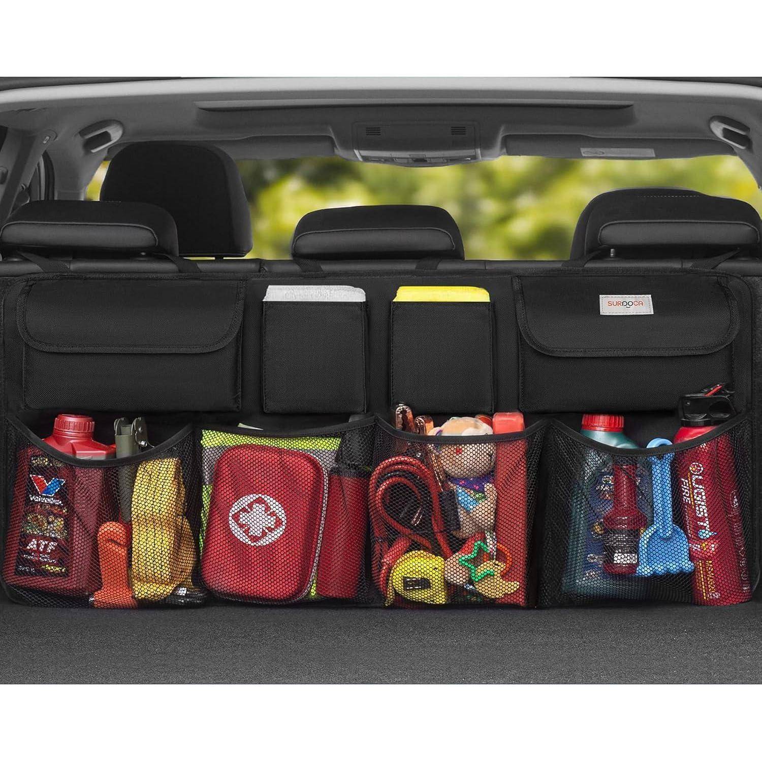 Kofferraum Organizer 8 Taschen Klettverschluss Schwarz XL-110x48 cm